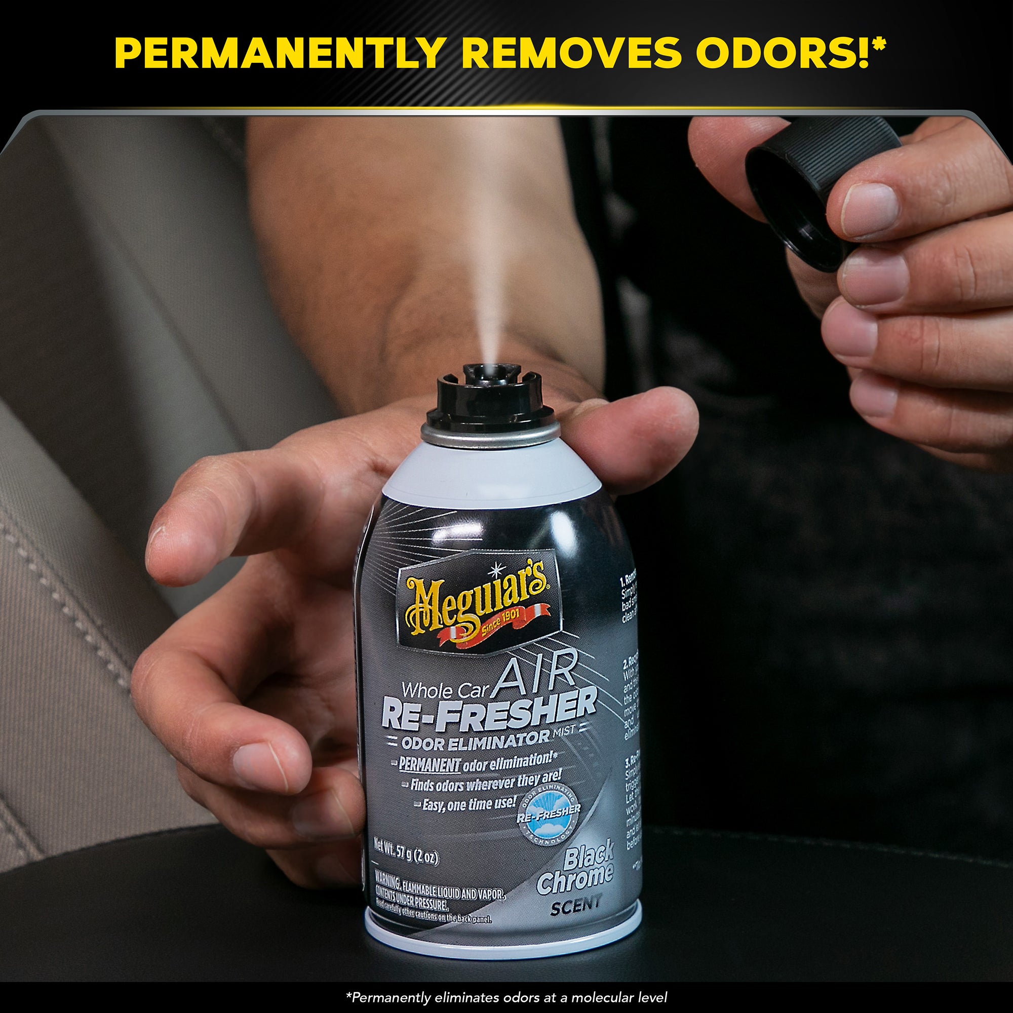 Meguiar's Whole Car Air Refresher Odor Eliminator - Black Chrome Scent