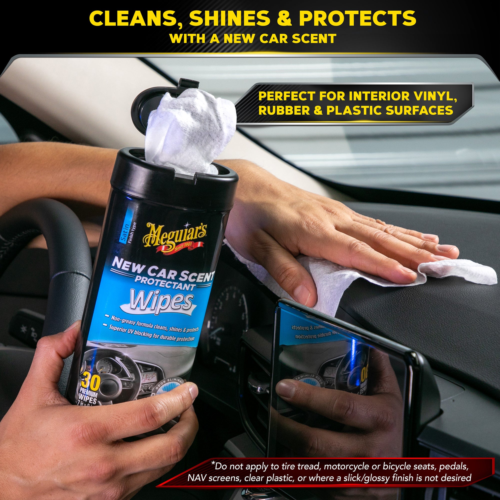 Meguiar's New Car Scent Interior Protectant Wipes - 30 Wipes