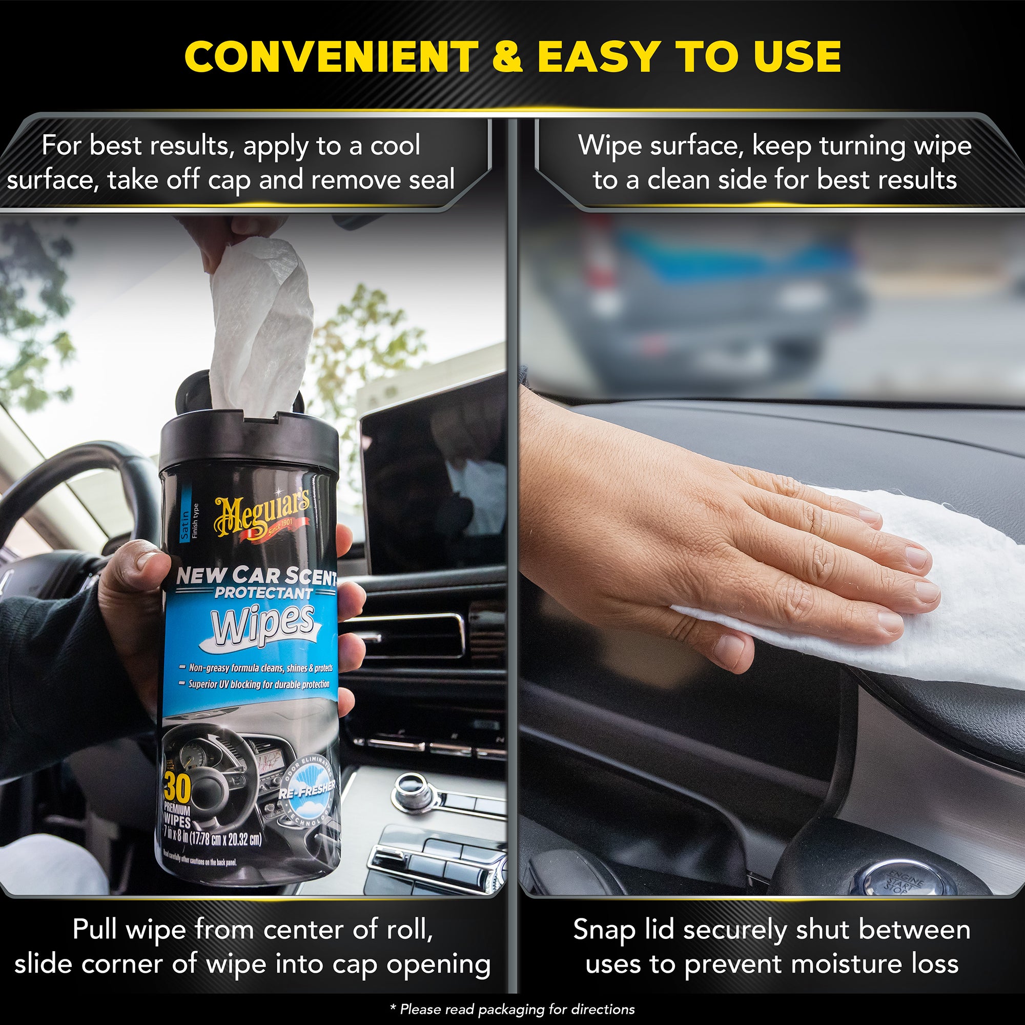 Meguiar's New Car Scent Interior Protectant Wipes - 30 Wipes