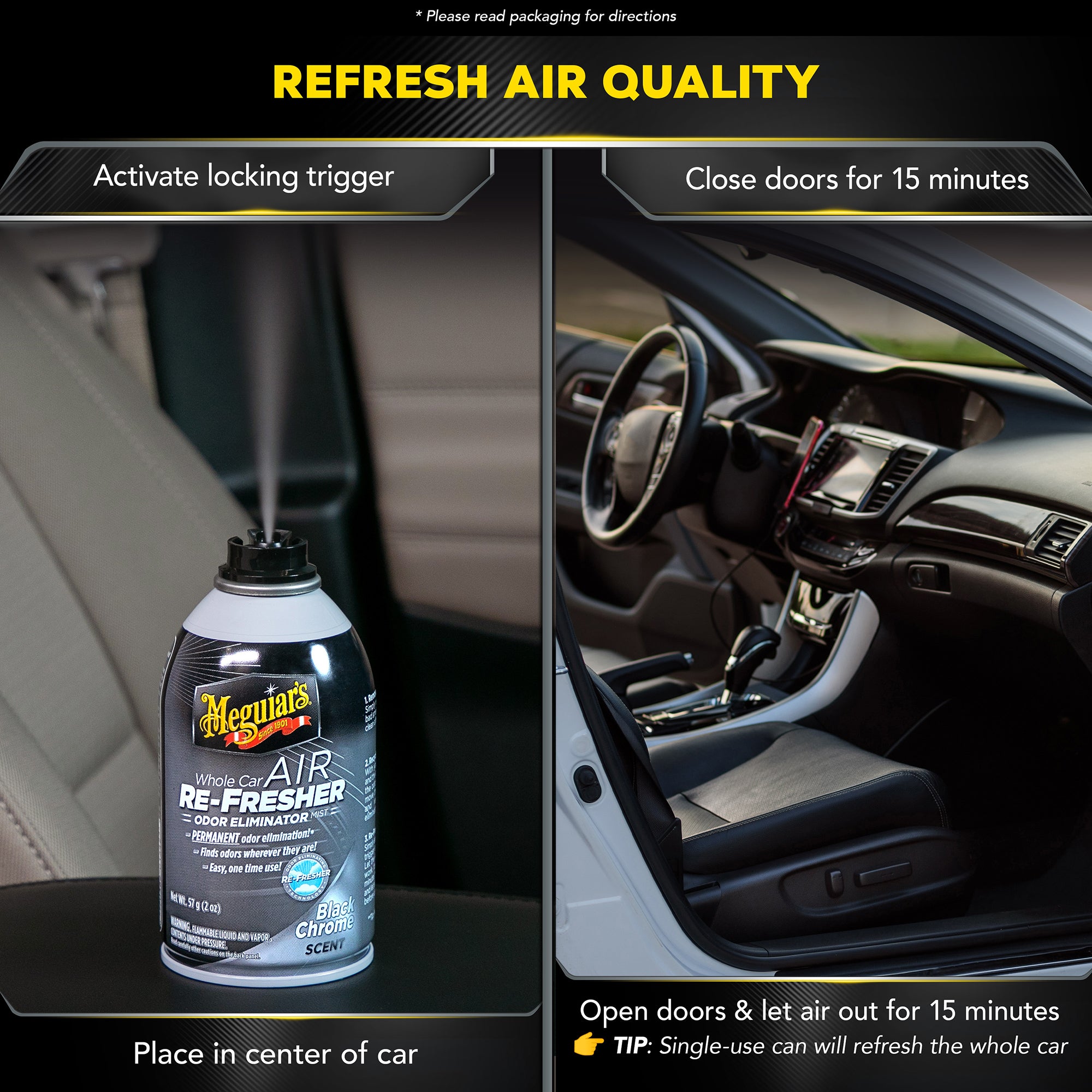 Meguiar's Whole Car Air Refresher Odor Eliminator - Black Chrome Scent