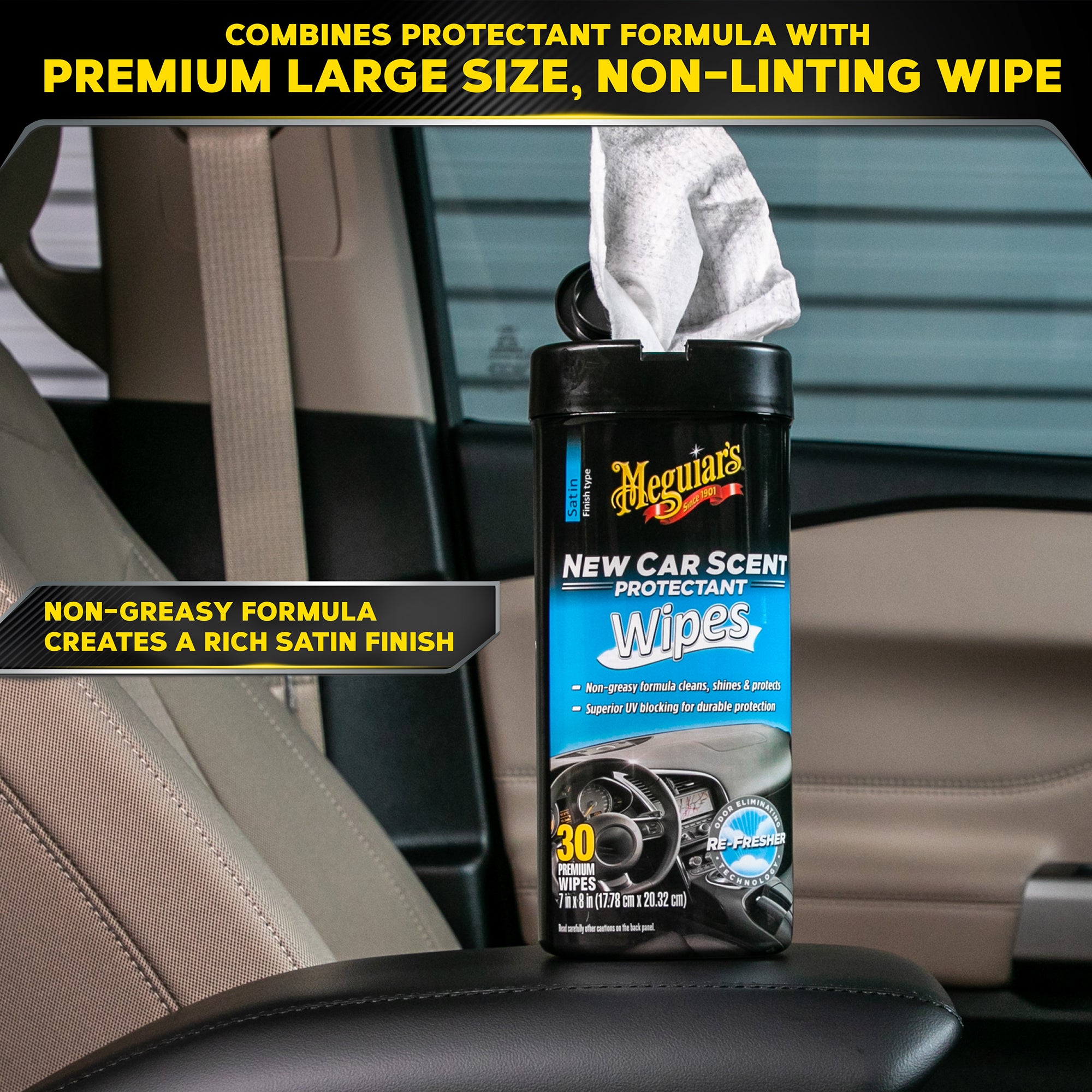 Meguiar's New Car Scent Interior Protectant Wipes - 30 Wipes