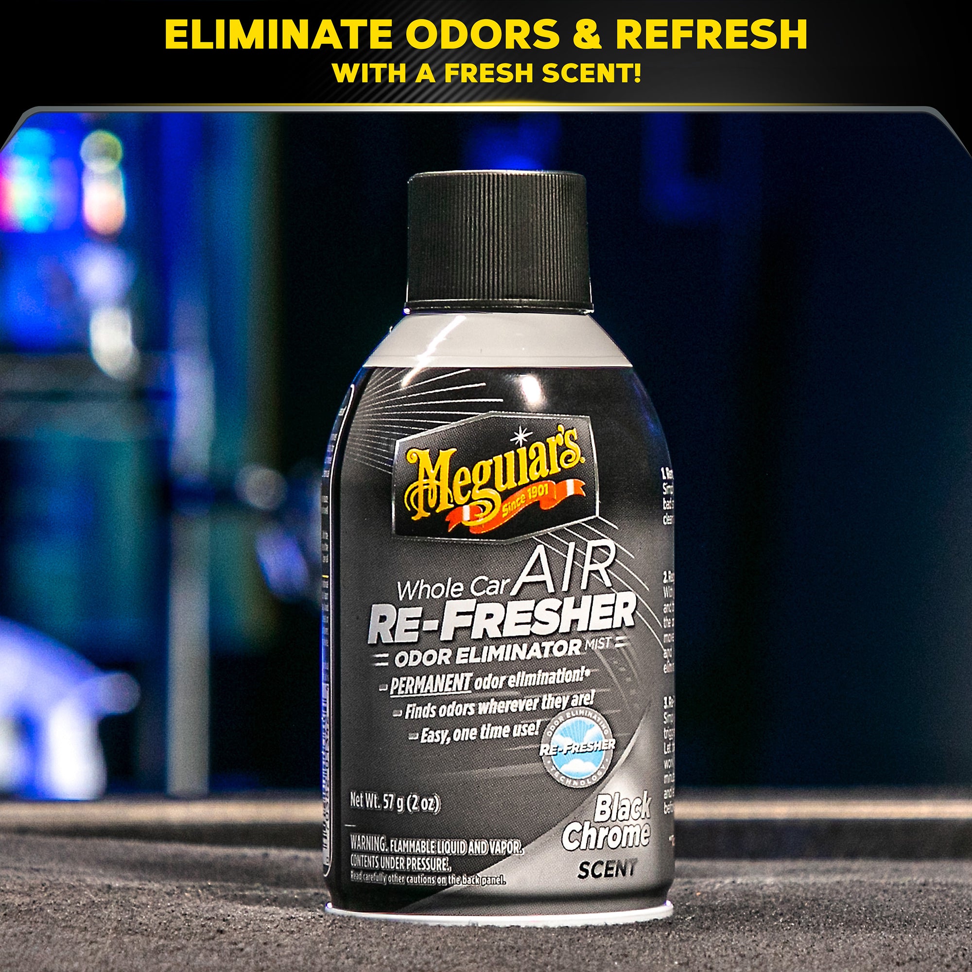 Meguiar's Whole Car Air Refresher Odor Eliminator - Black Chrome Scent