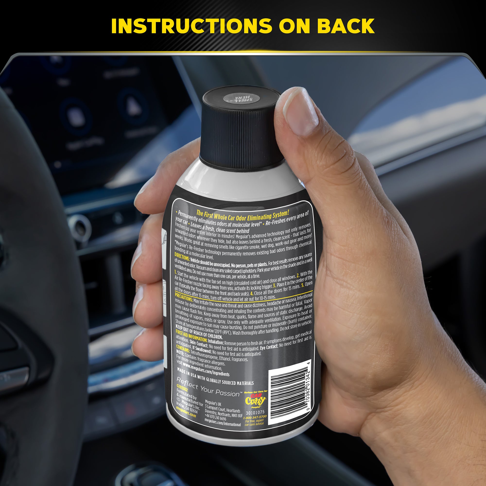 Meguiar's Whole Car Air Refresher Odor Eliminator - Black Chrome Scent