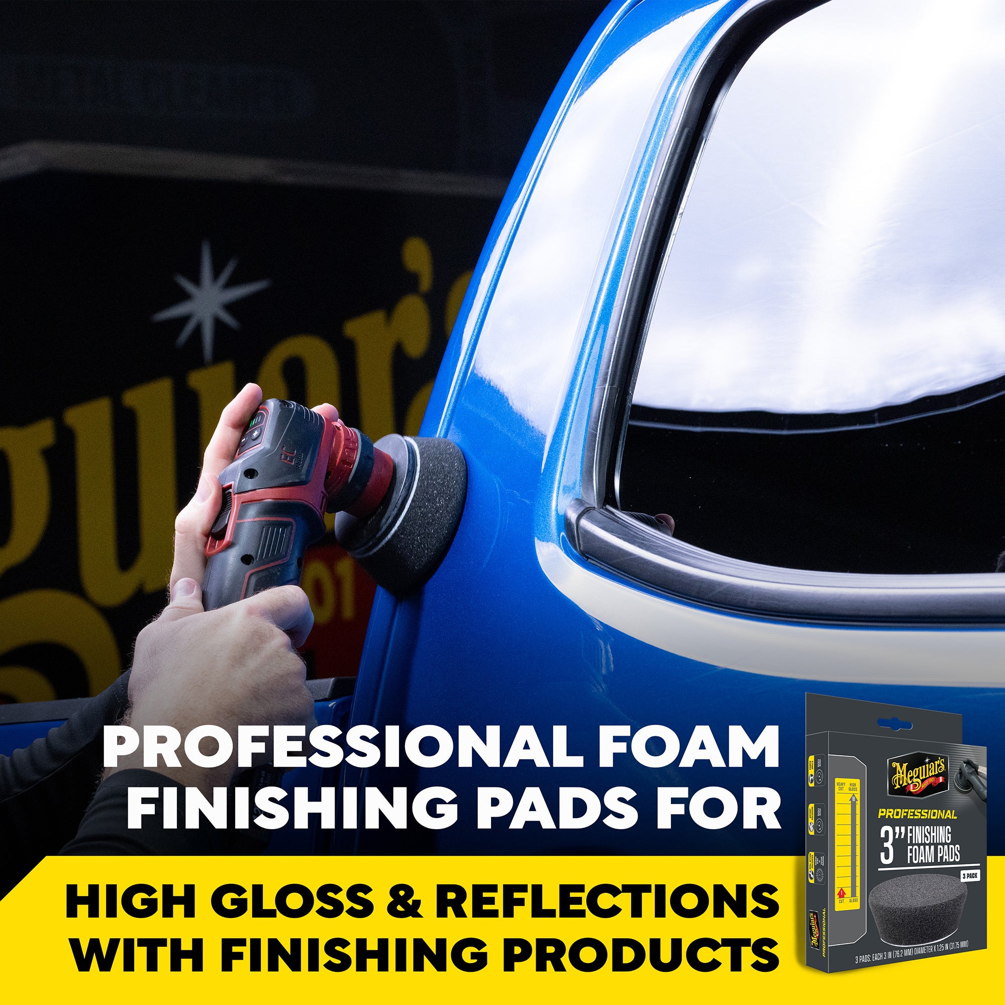 Meguiar's Professional Foam Finishing Pads, M3FFP3 - 3", Black (3 pack)