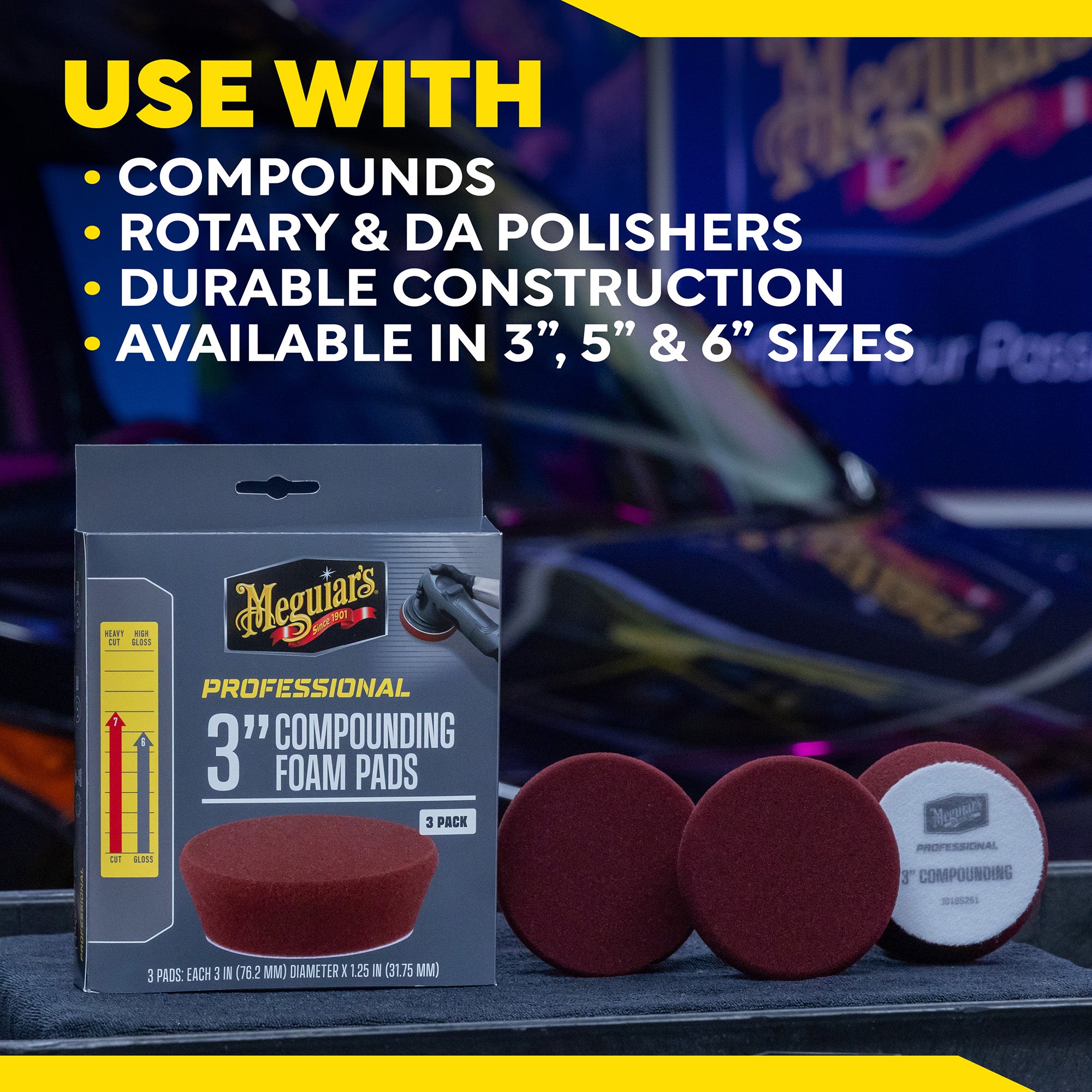 Meguiar's Professional Foam Compounding Pads, M3CFP3 - 3", Red (3 pack)