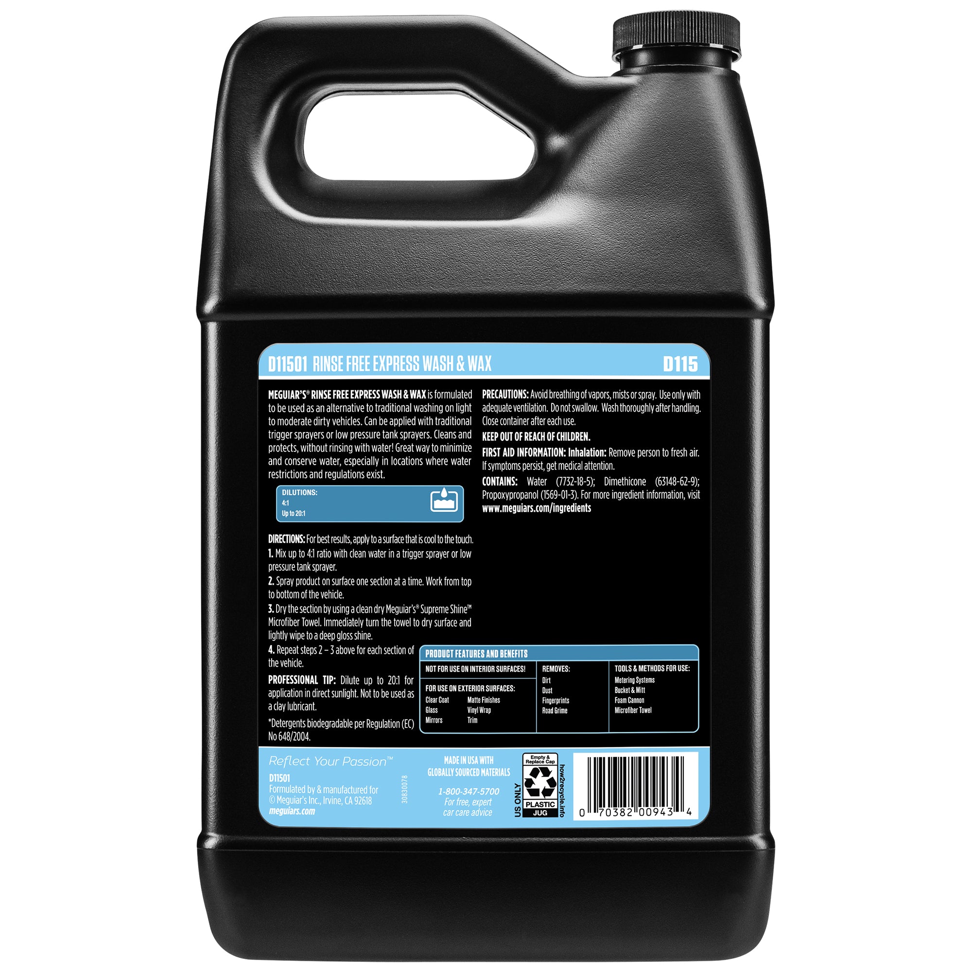 Meguiar's Rinse Free Express Wash & Wax, D115 - 1 gal.