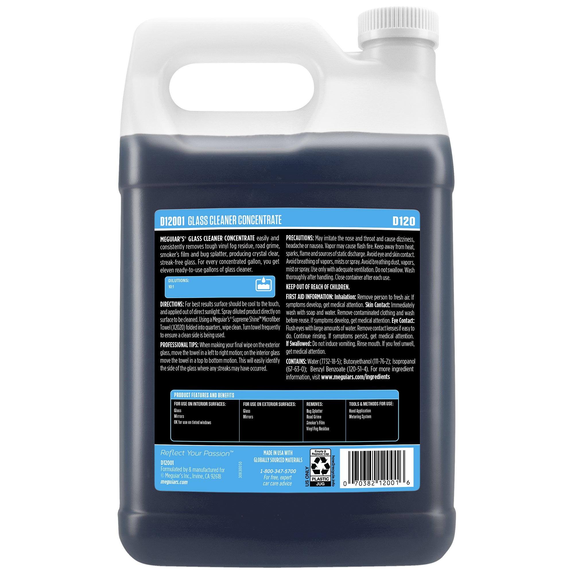 Meguiar's Glass Cleaner Concentrate, D120 - 1 gal.