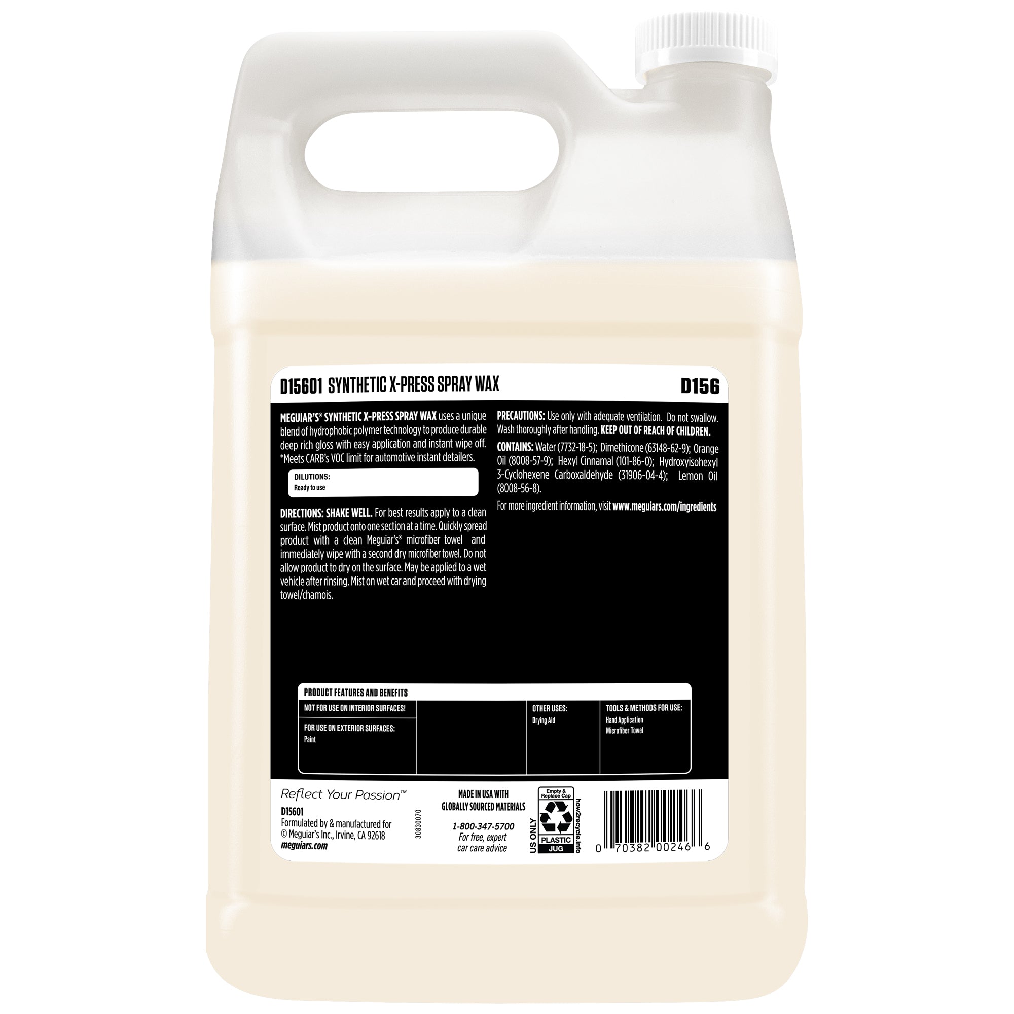 Meguiar's Synthetic X-Press Spray Wax, D156 - 1 gal.