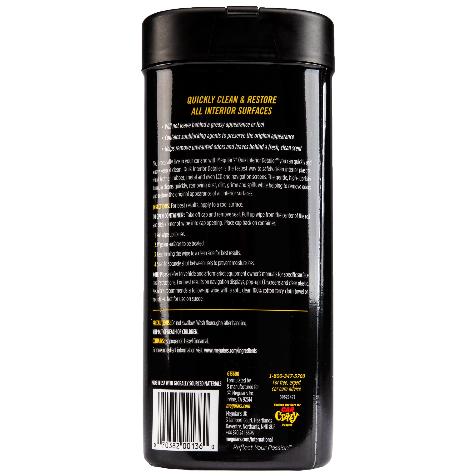 Meguiar's Quik Interior Detailer Wipes - 30 Wipes