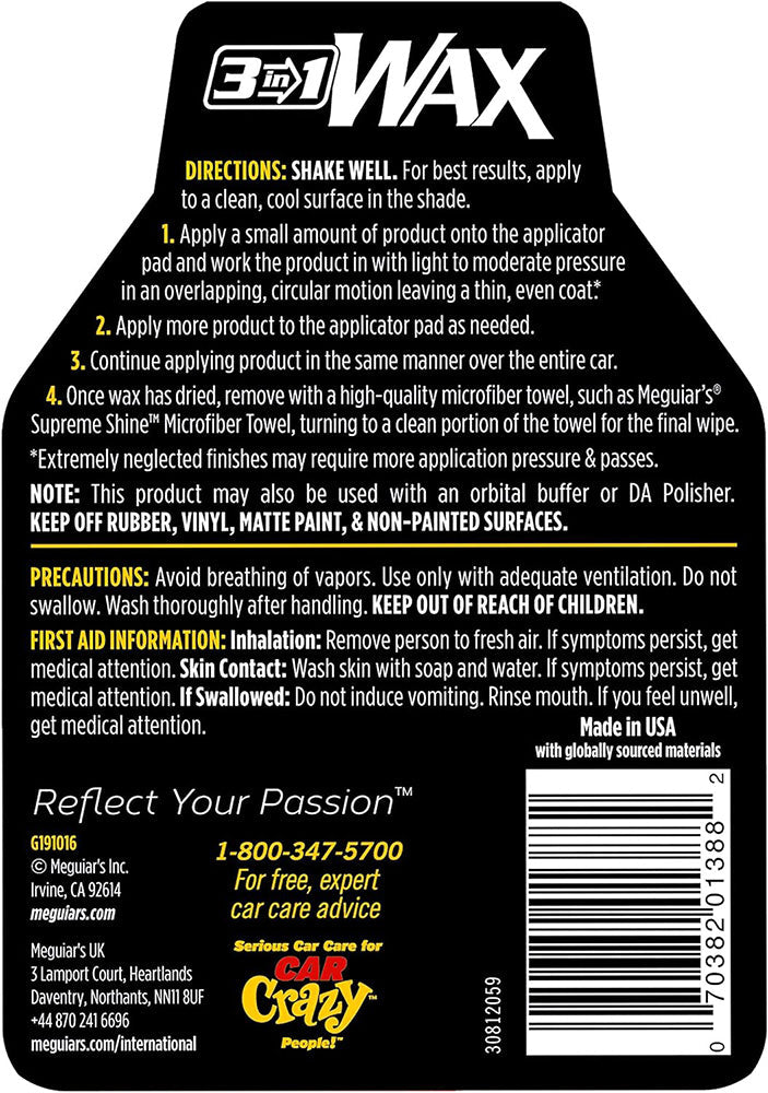 Meguiar's 3 in 1 Wax - 16 oz.