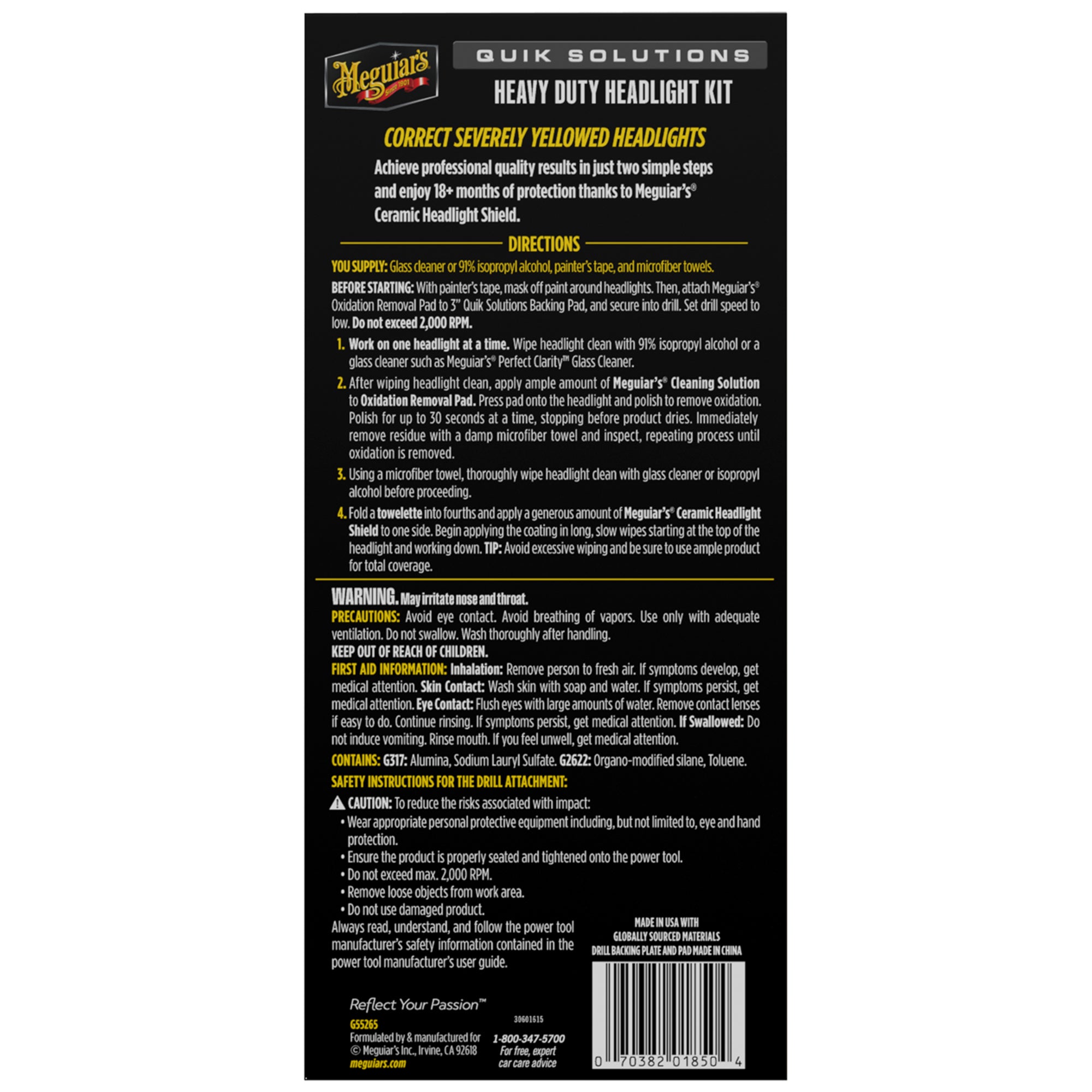 Meguiar's Quik Solutions Heavy Duty Headlight Kit
