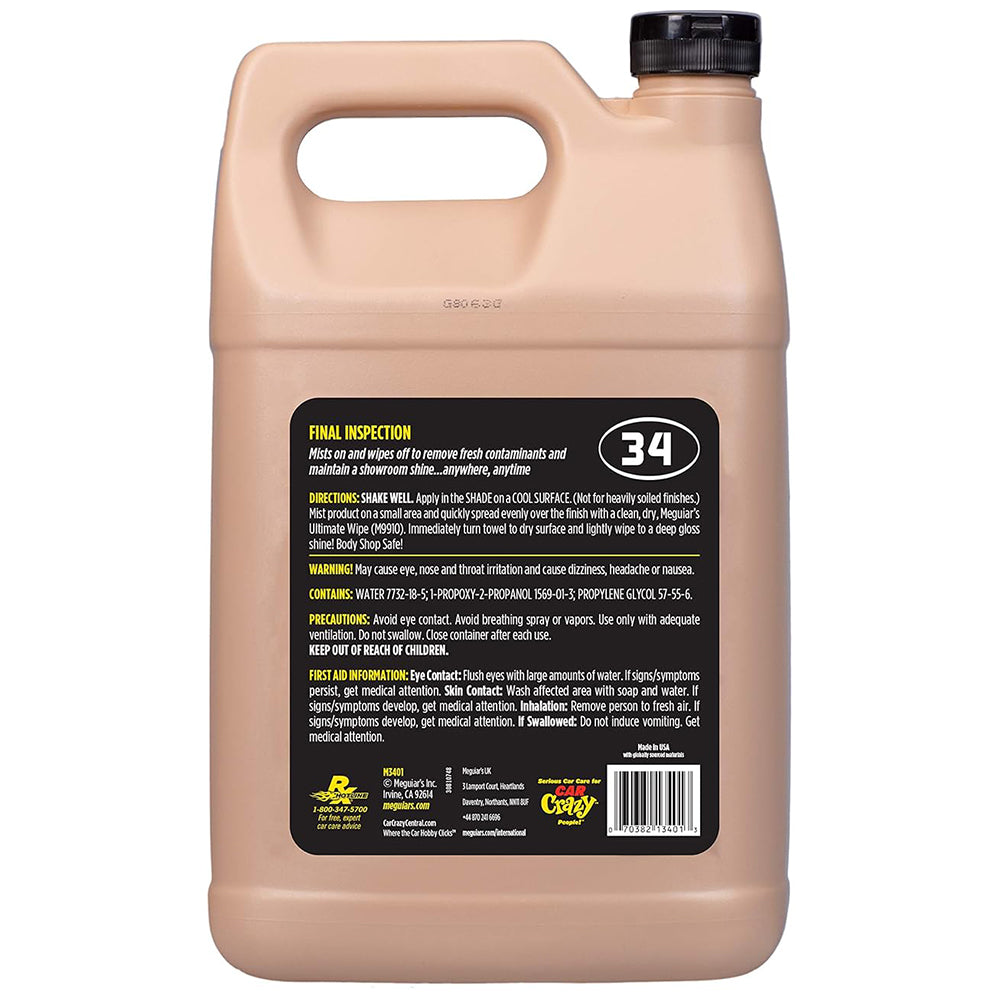 Meguiar's Final Inspection Wipe-off Detailer, M34 - 1 gal.
