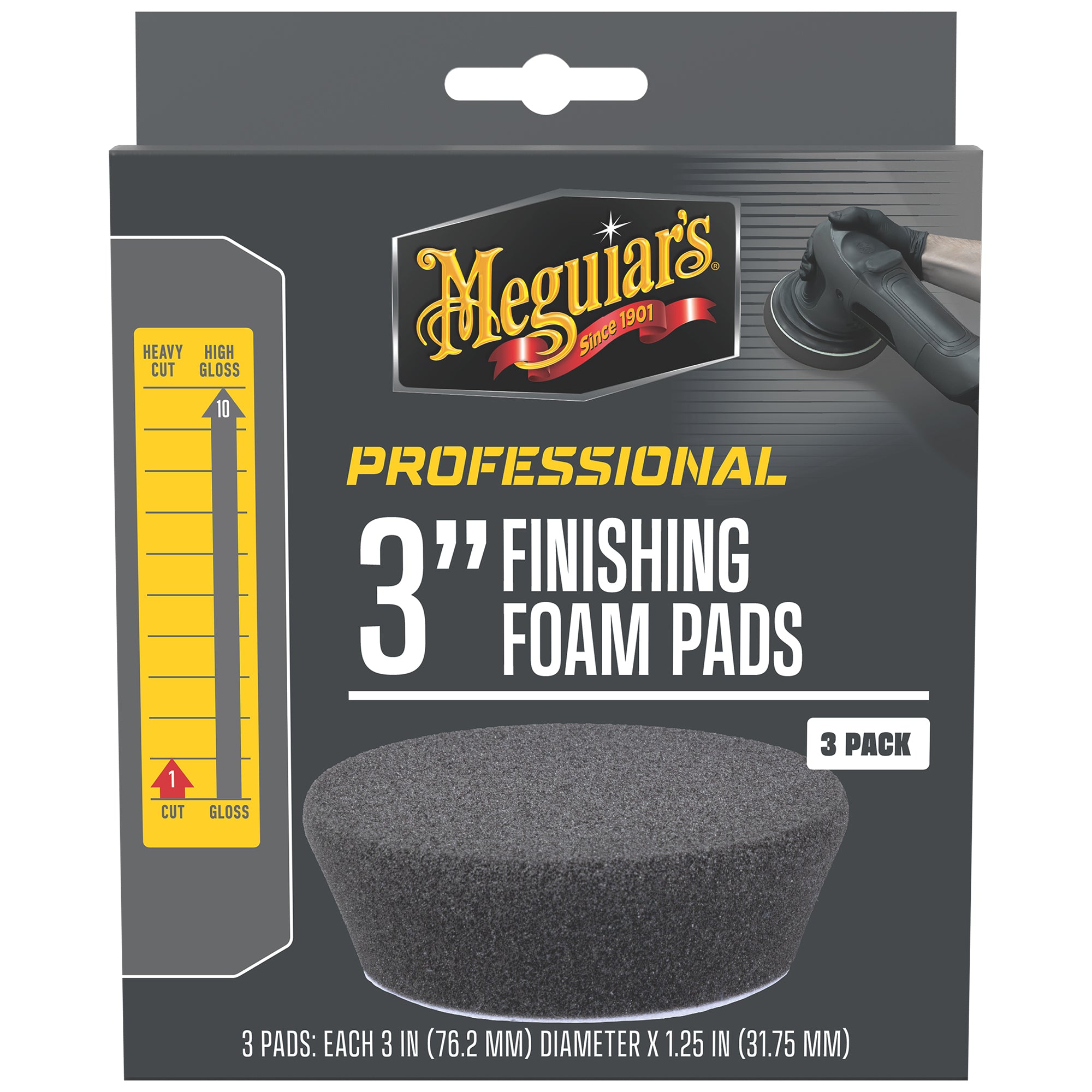 Meguiar's Professional Foam Finishing Pads, M3FFP3 - 3", Black (3 pack)