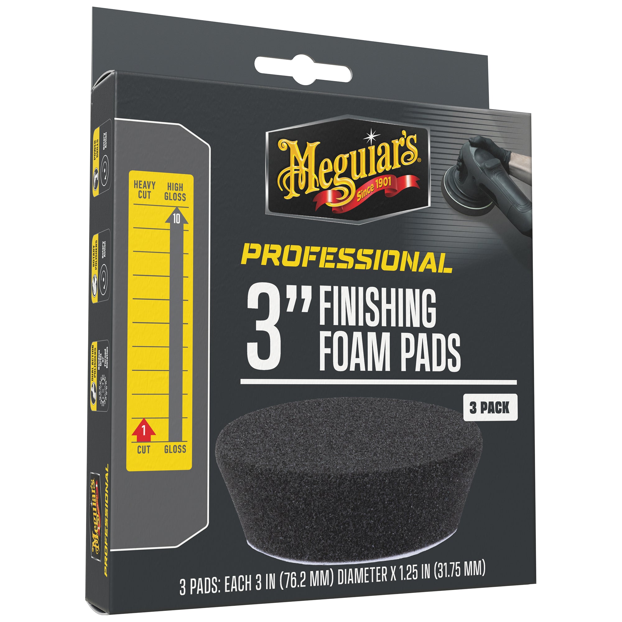 Meguiar's Professional Foam Finishing Pads, M3FFP3 - 3", Black (3 pack)