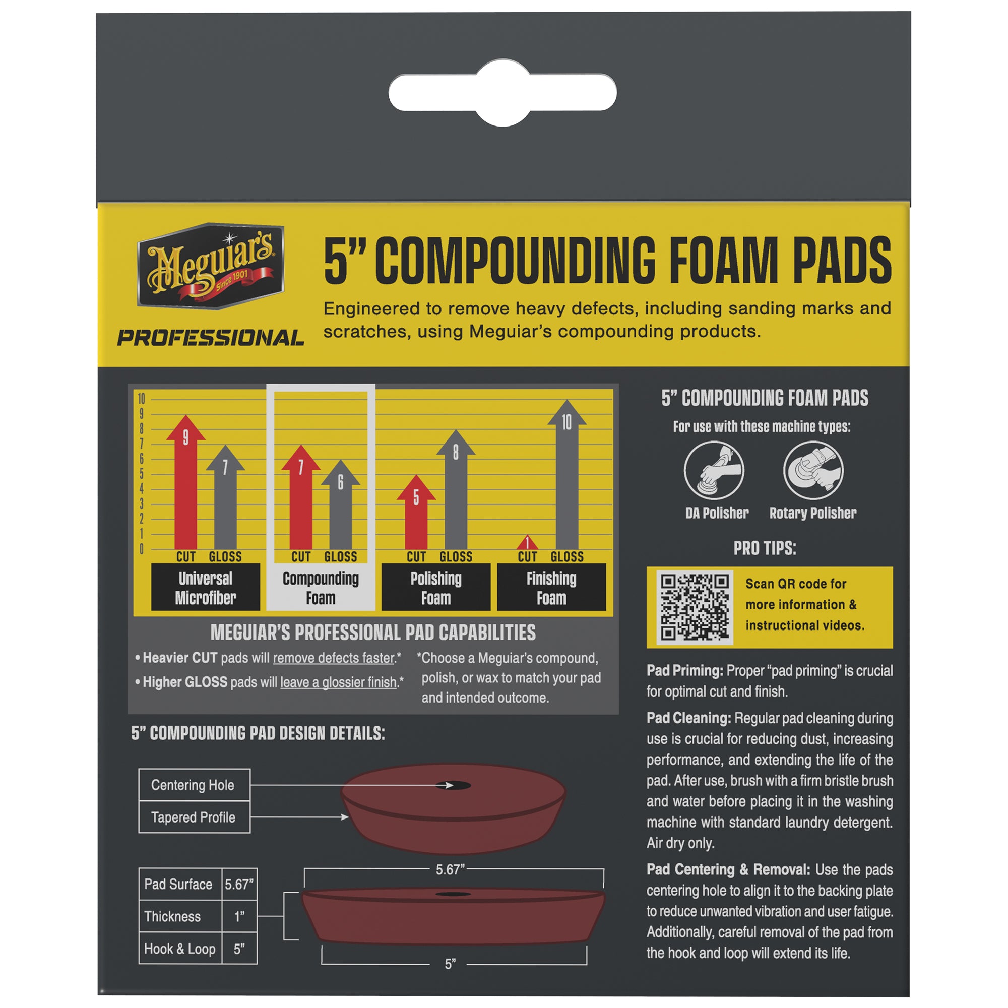 Meguiar's Professional Foam Compounding Pads, M5CFP2 - 5", Red (2 pack)