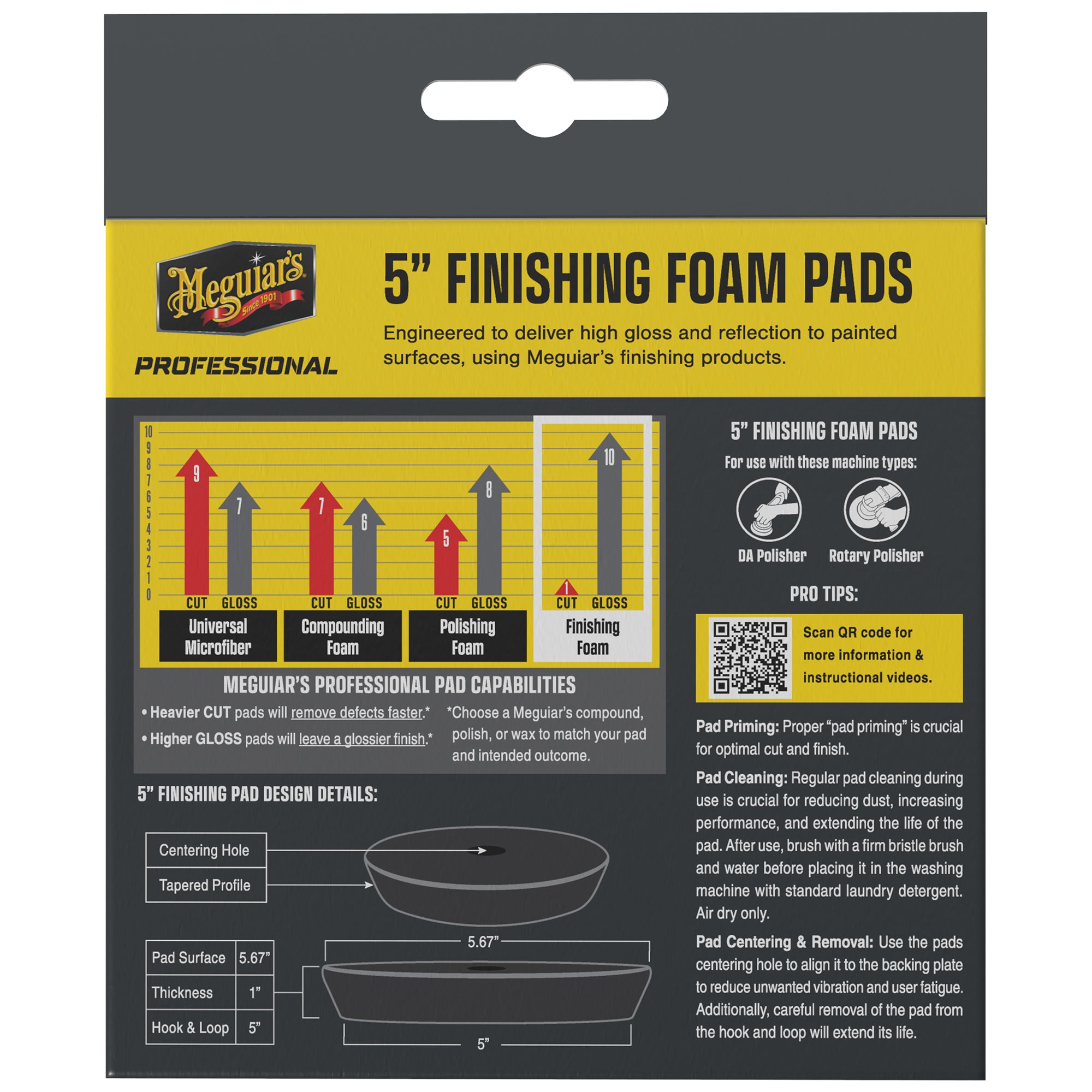 Meguiar's Professional Foam Finishing Pads, M5FFP2 - 5", Black (2 pack)