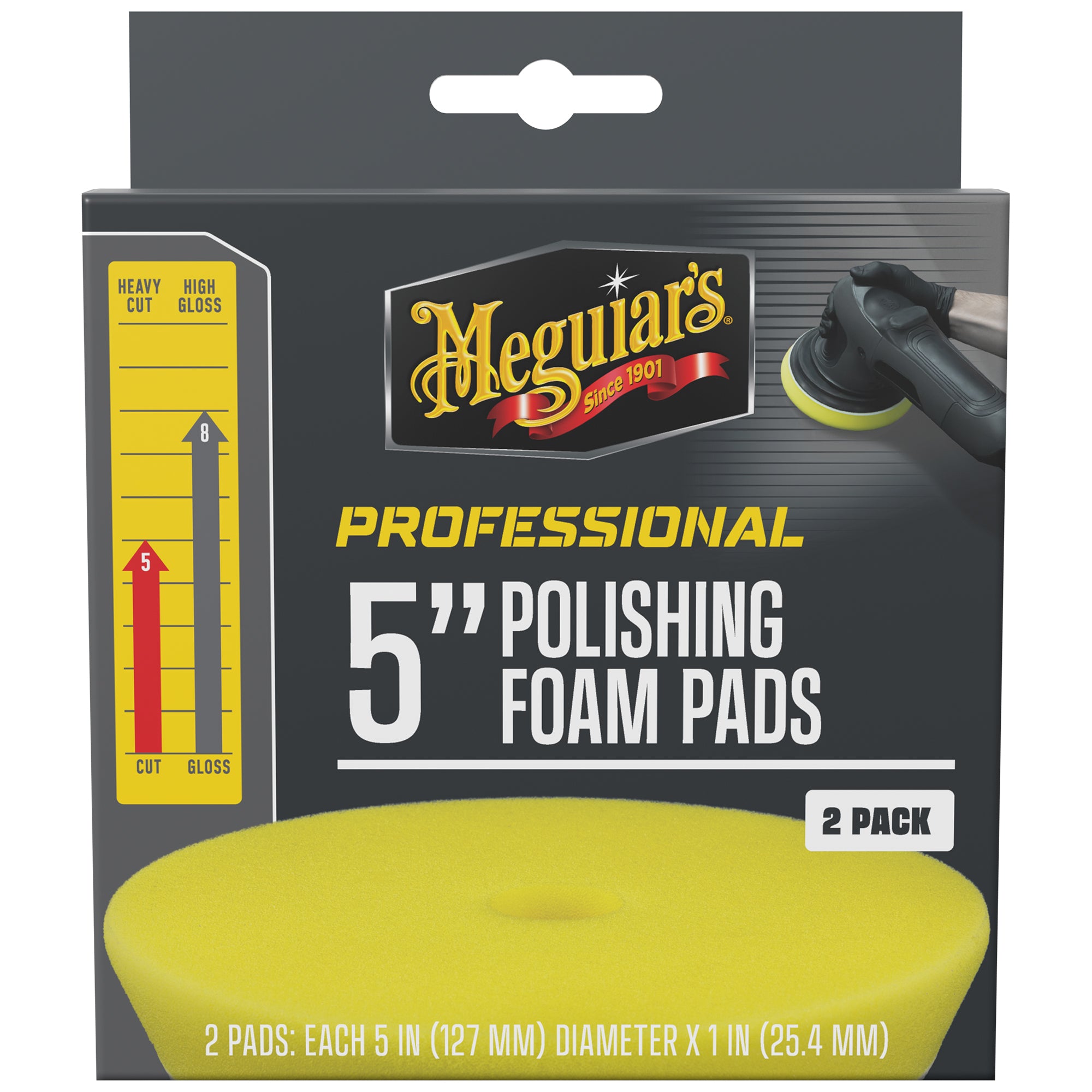 Meguiar's Professional Foam Polishing Pads, M5PFP2 - 5", Yellow (2 pack)
