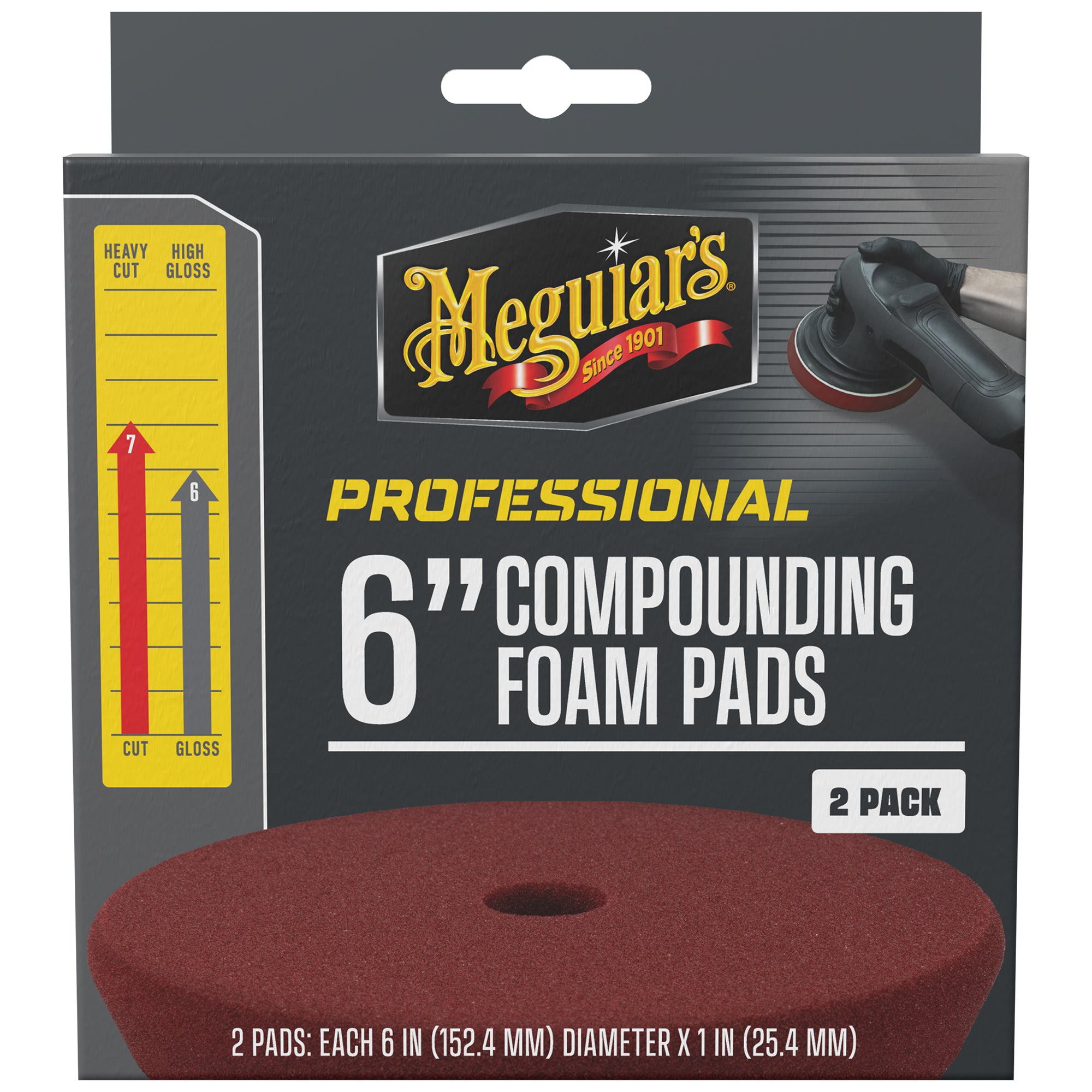 Meguiar's Professional Foam Compounding Pads, M6CFP2 - 6", Red (2 pack)