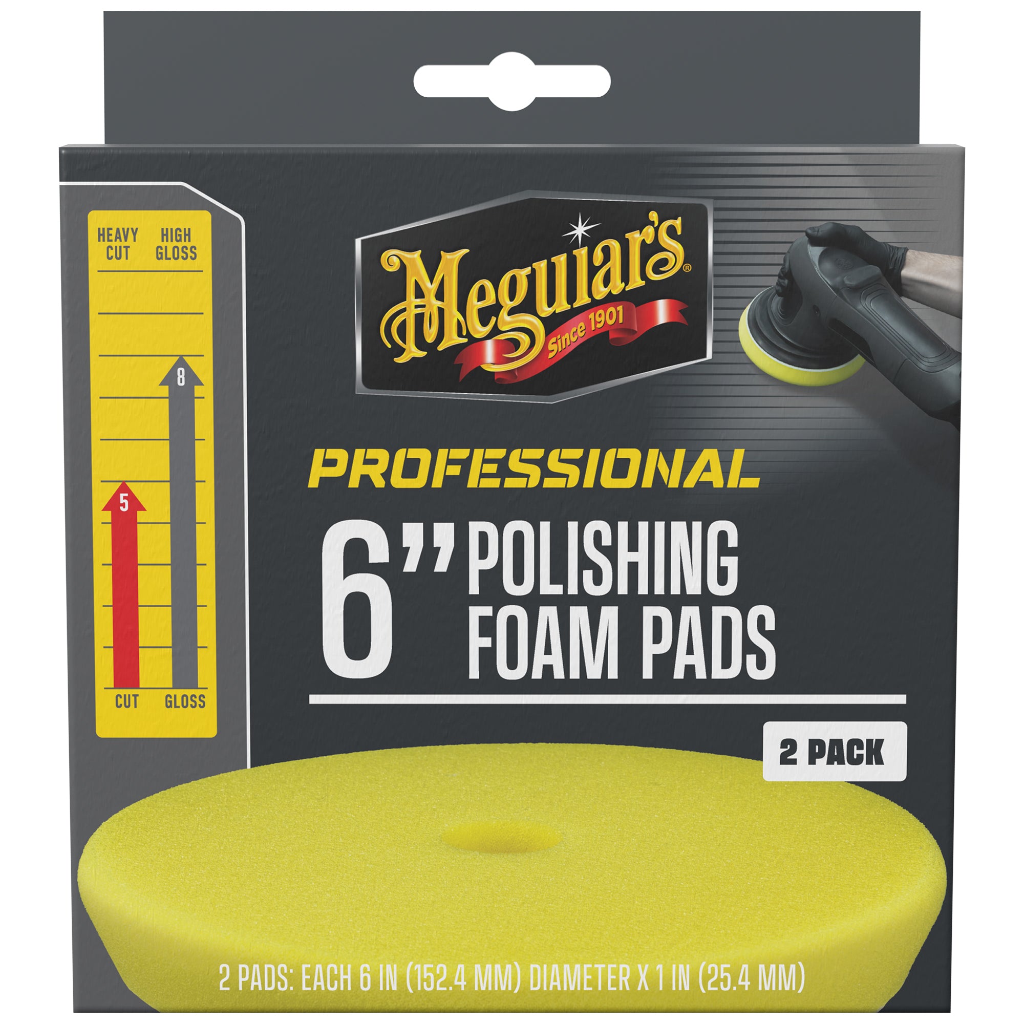 Meguiar's Professional Foam Polishing Pads, M6PFP2 - 6", Yellow (2 pack)