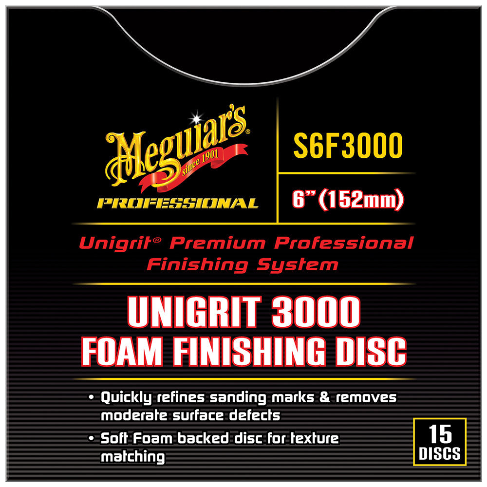 Meguiar's Unigrit Foam Sanding Discs - 6", 3000 grit (box of 15)