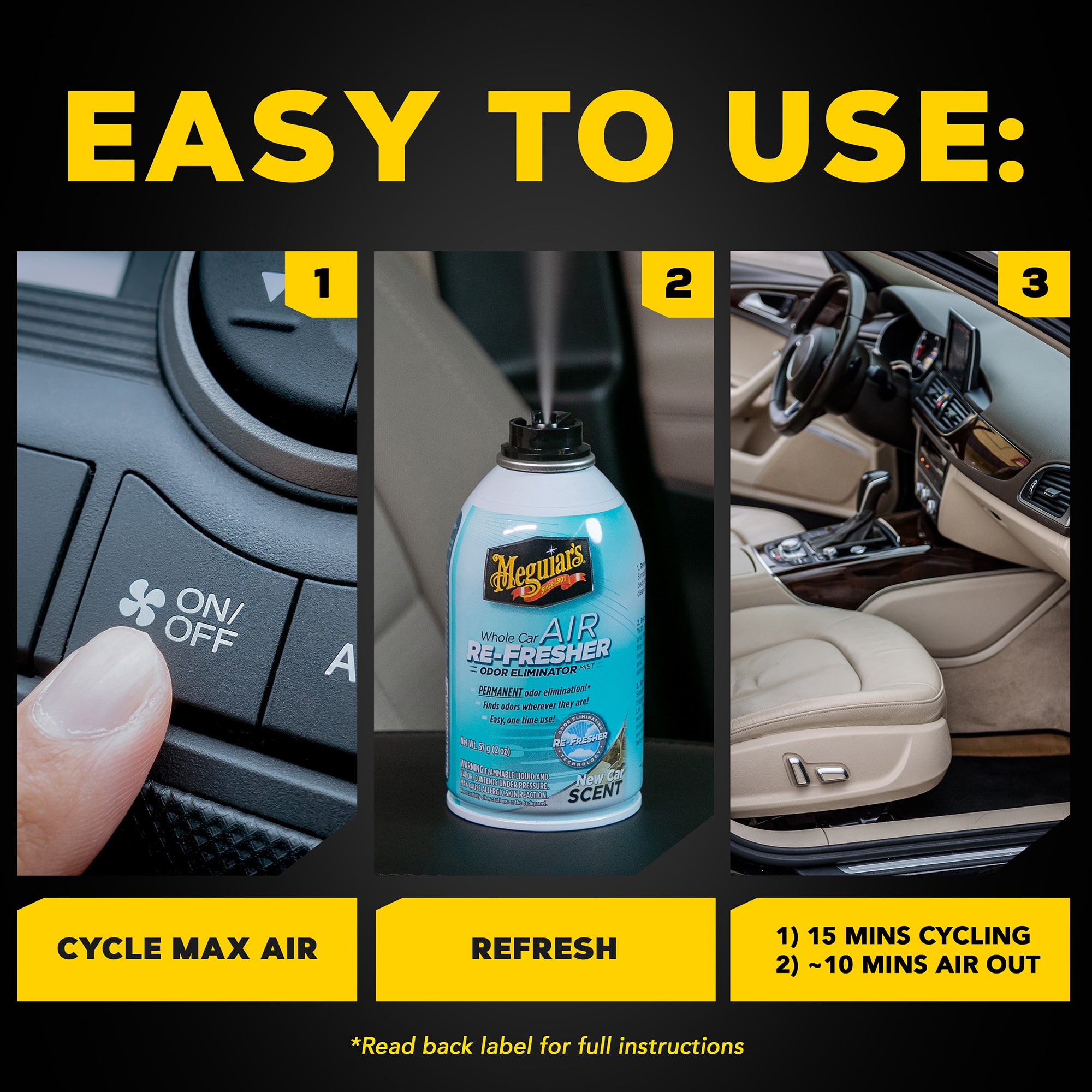 Meguiar's Whole Car Air Refresher Odor Eliminator - New Car Scent