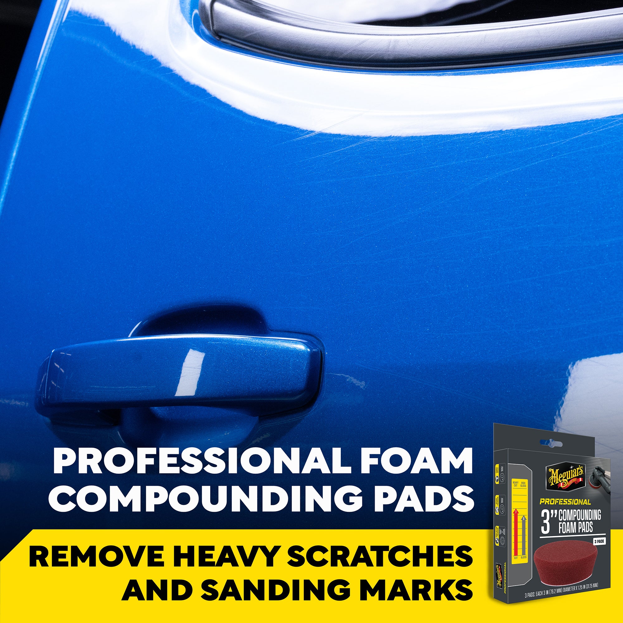 Meguiar's Professional Foam Compounding Pads, M3CFP3 - 3", Red (3 pack)