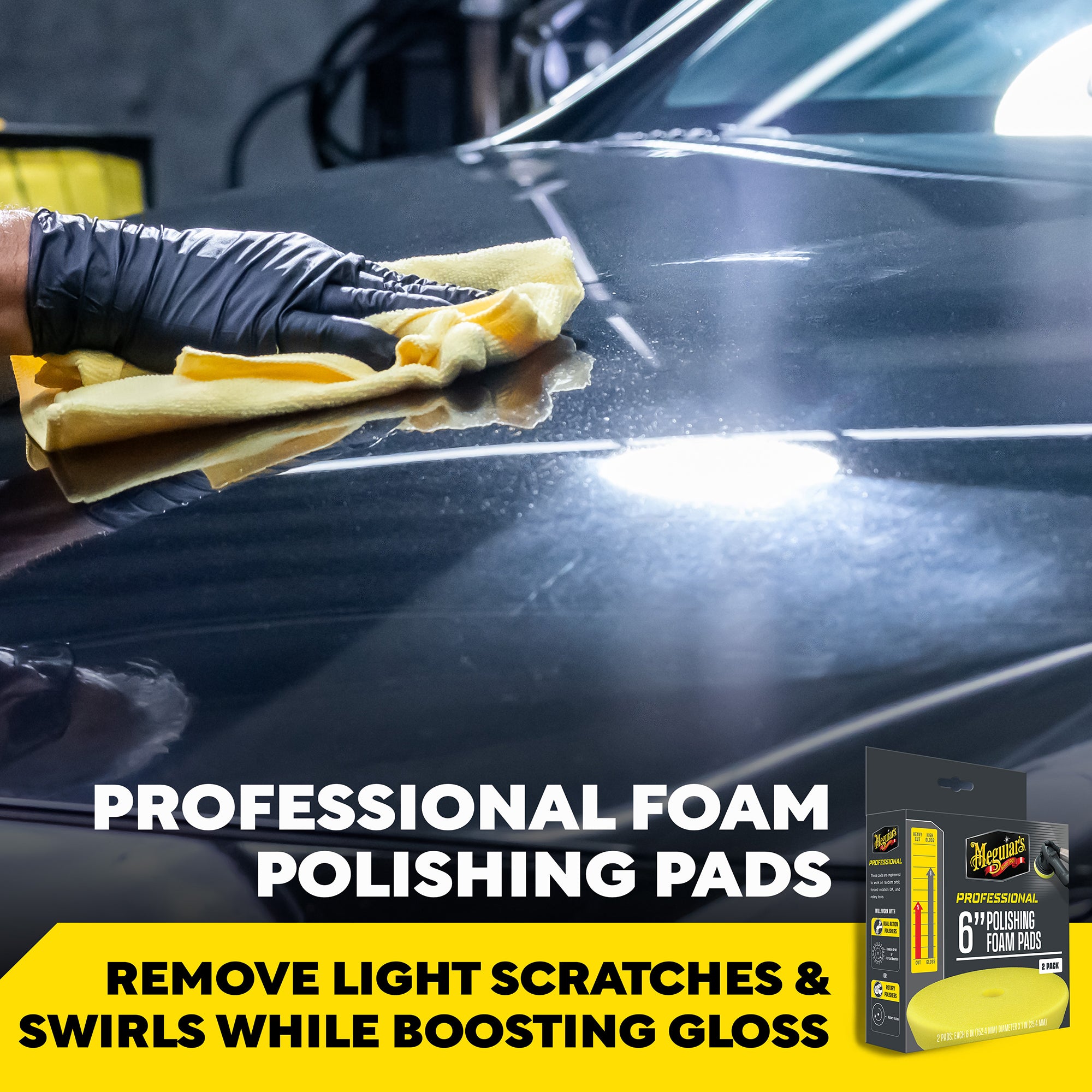 Meguiar's Professional Foam Polishing Pads, M6PFP2 - 6", Yellow (2 pack)