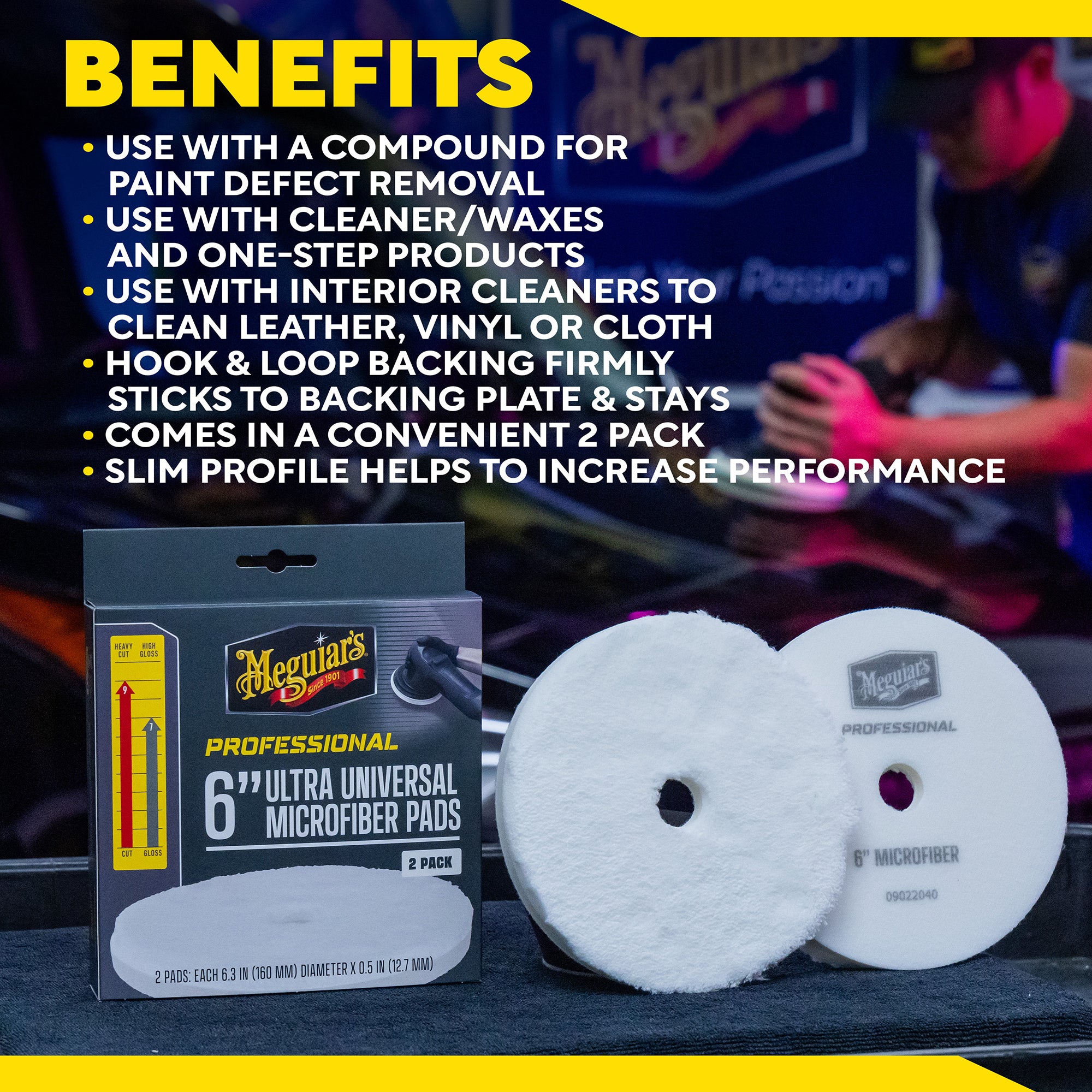 Meguiar's Professional Ultra Universal Microfiber Pads, M6MFP2 - 6
