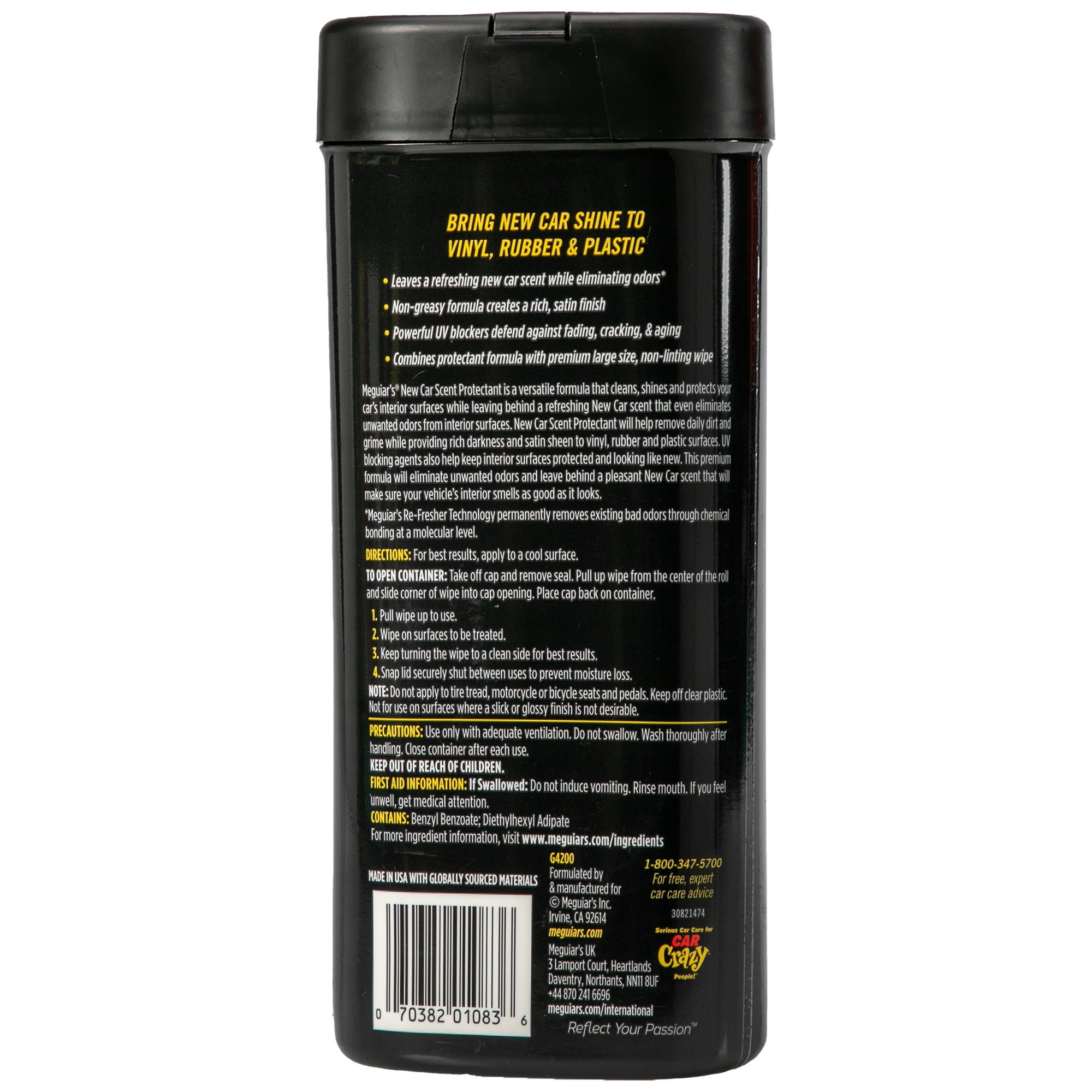 Meguiar's New Car Scent Interior Protectant Wipes - 25 Wipes
