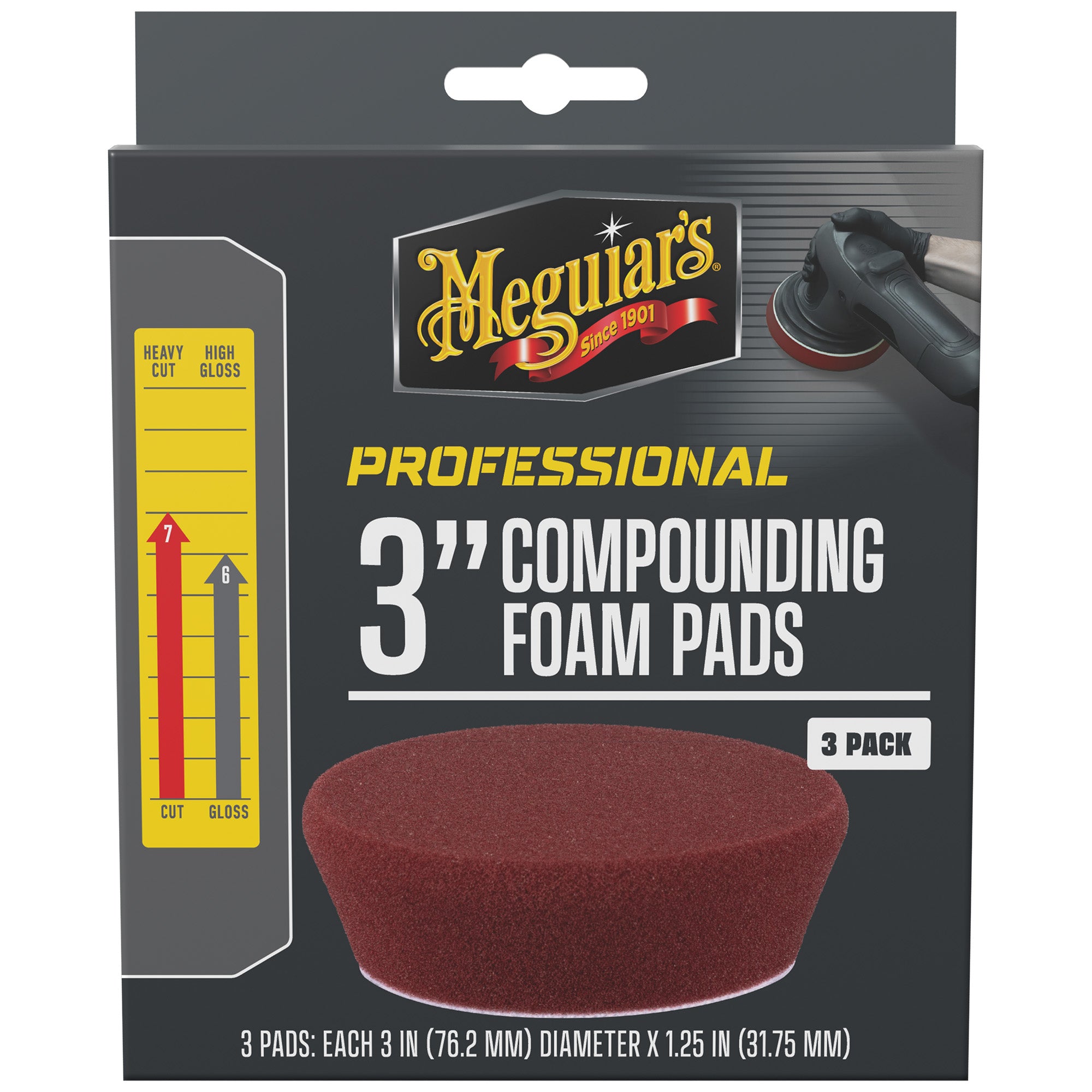 Meguiar's Professional Foam Compounding Pads, M3CFP3 - 3", Red (3 pack)