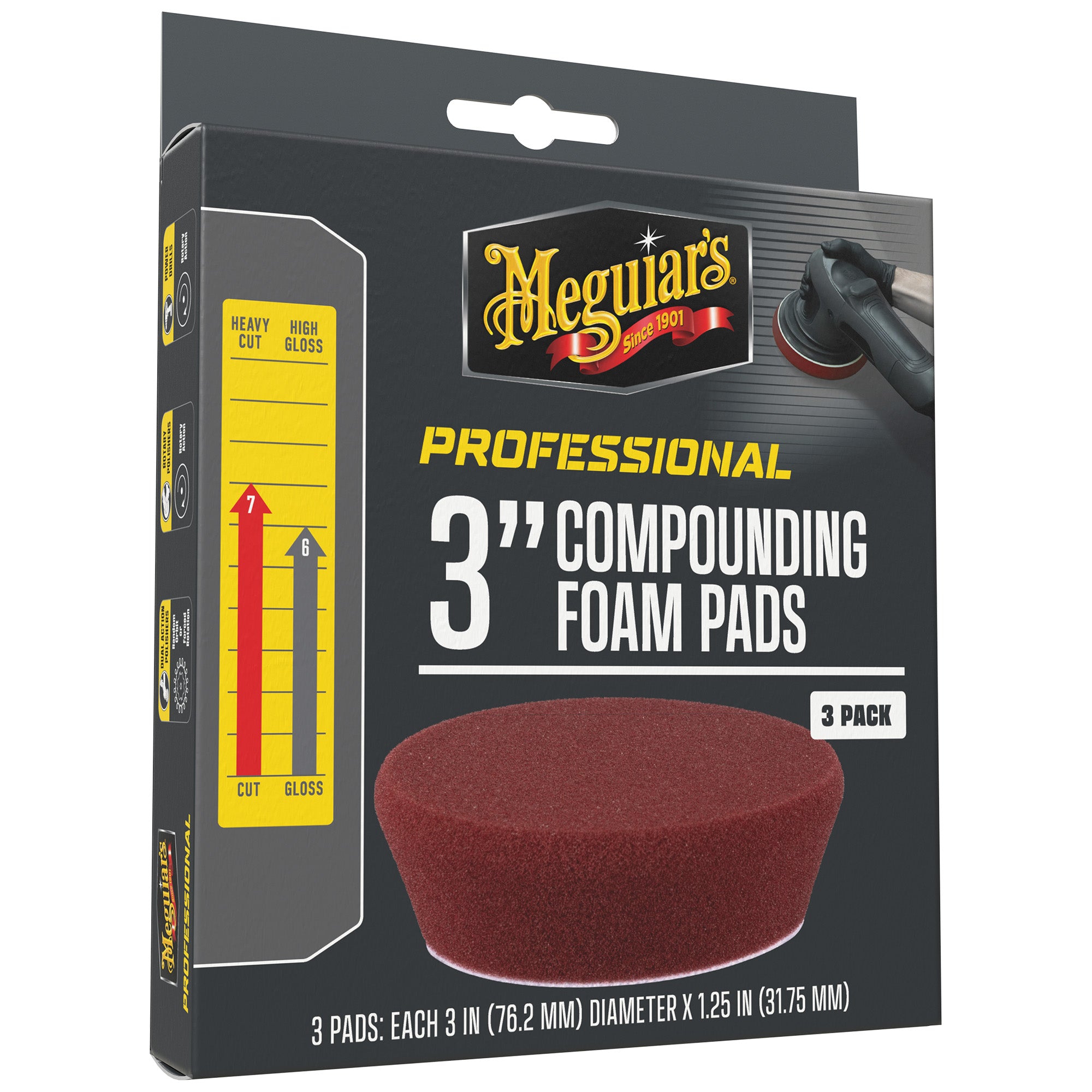 Meguiar's Professional Foam Compounding Pads, M3CFP3 - 3", Red (3 pack)