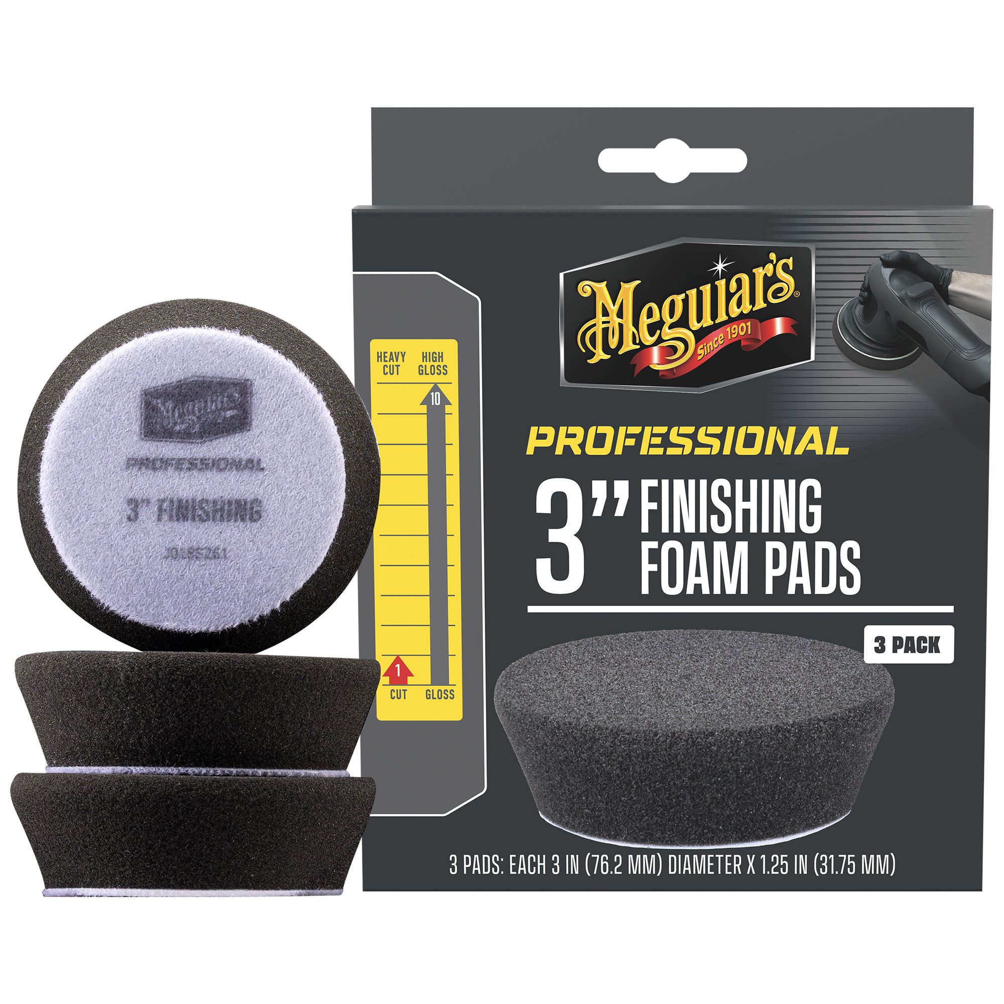 Meguiar's Professional Foam Finishing Pads, M3FFP3 - 3", Black (3 pack)