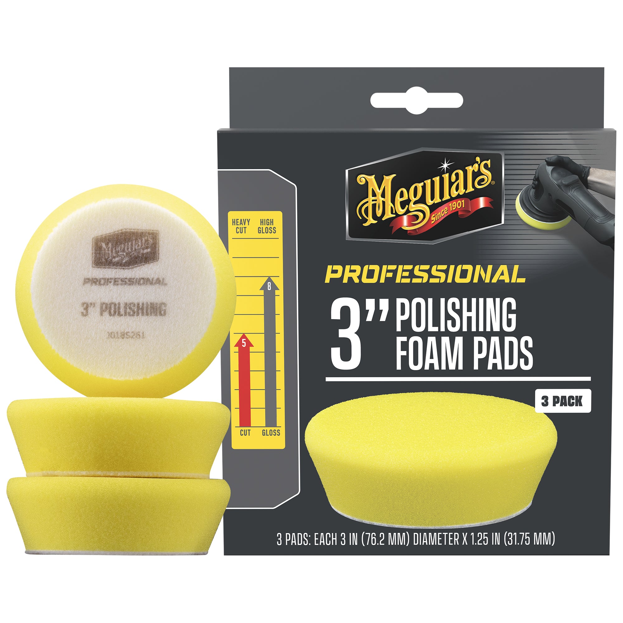 Meguiar's Professional Foam Polishing Pads, M3PFP3 - 3", Yellow (3 pack)