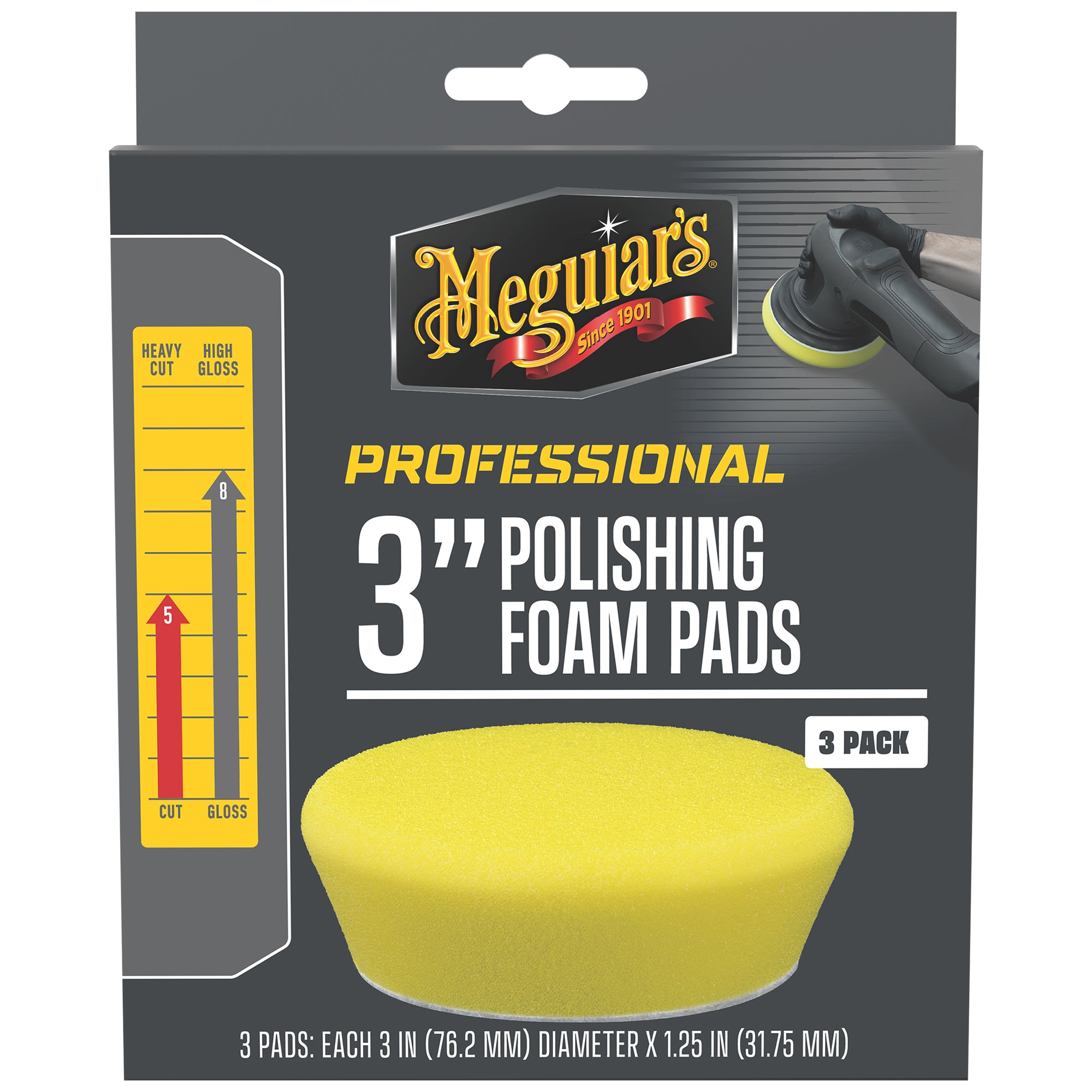 Meguiar's Professional Foam Polishing Pads, M3PFP3 - 3", Yellow (3 pack)