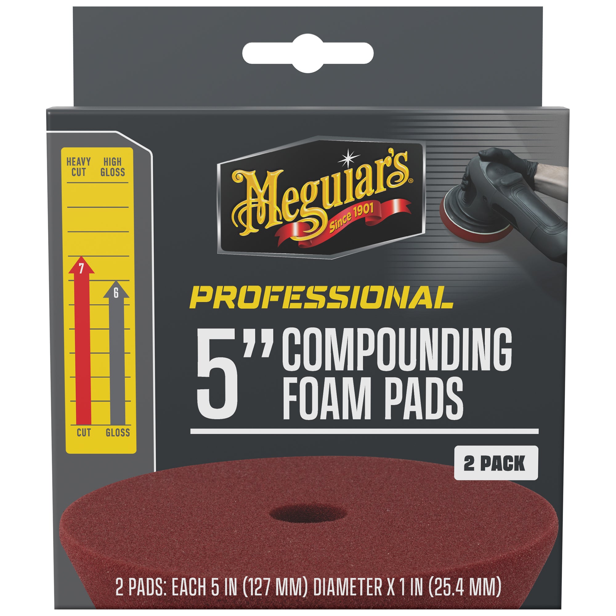 Meguiar's Professional Foam Compounding Pads, M5CFP2 - 5", Red (2 pack)