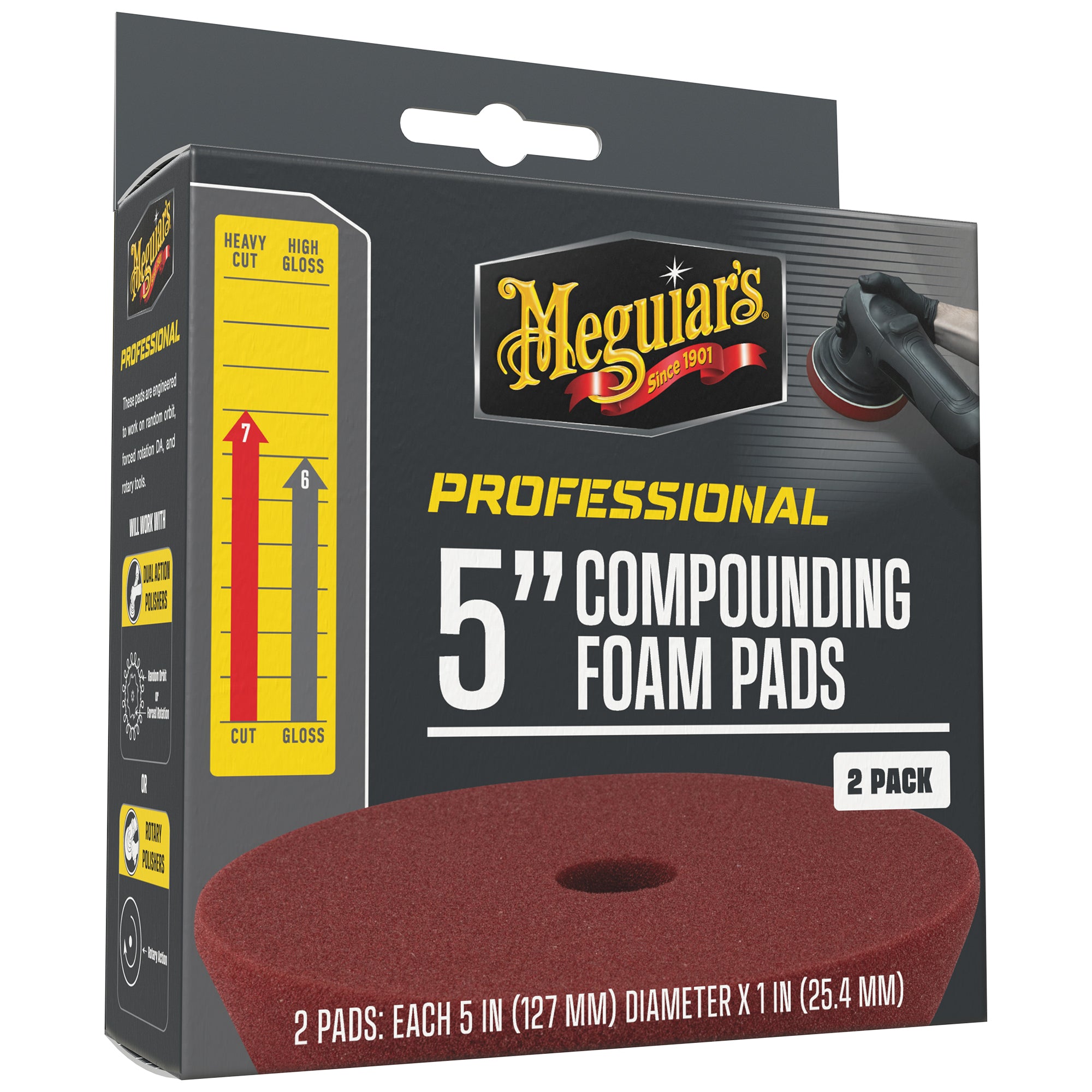 Meguiar's Professional Foam Compounding Pads, M5CFP2 - 5", Red (2 pack)