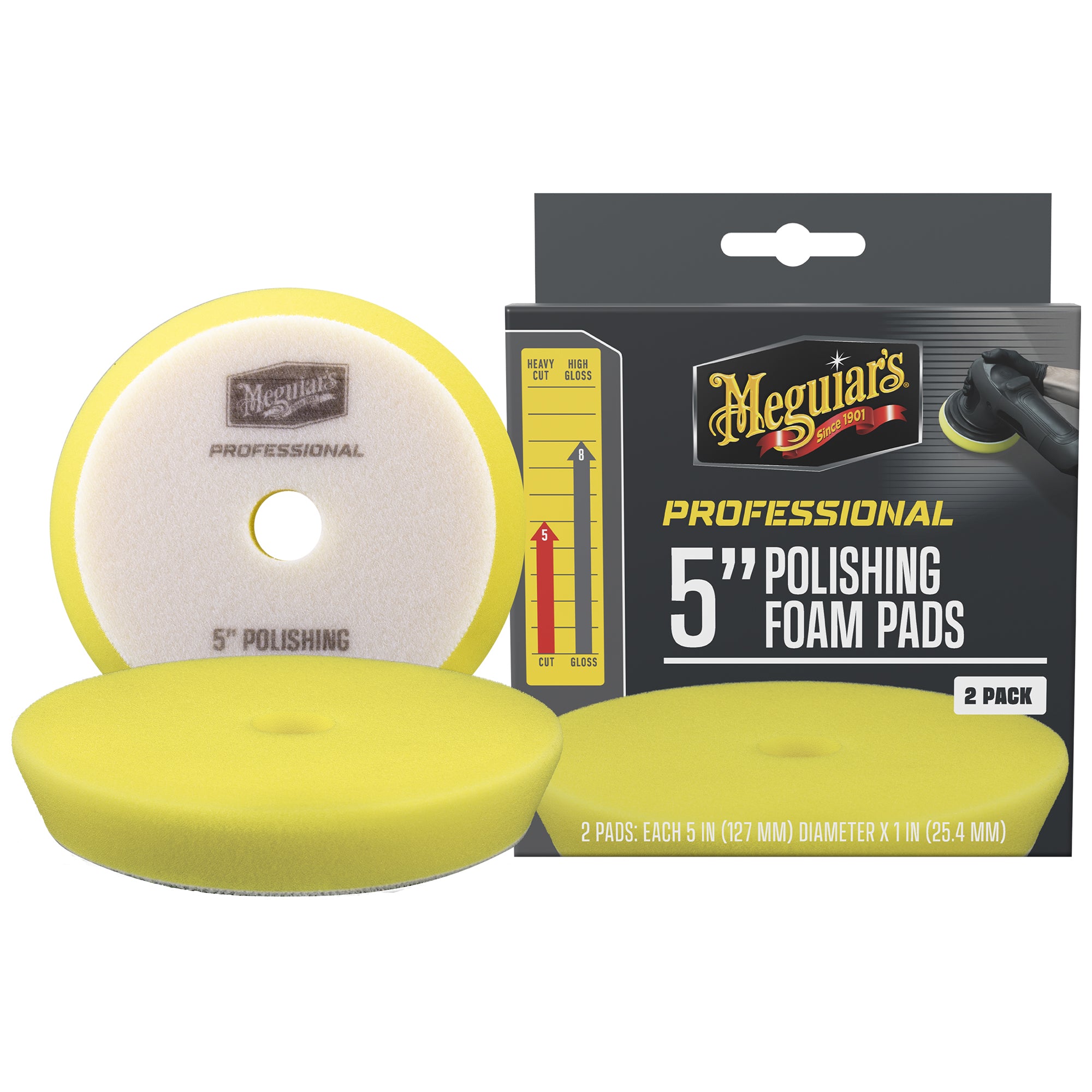 Meguiar's Professional Foam Polishing Pads, M5PFP2 - 5", Yellow (2 pack)