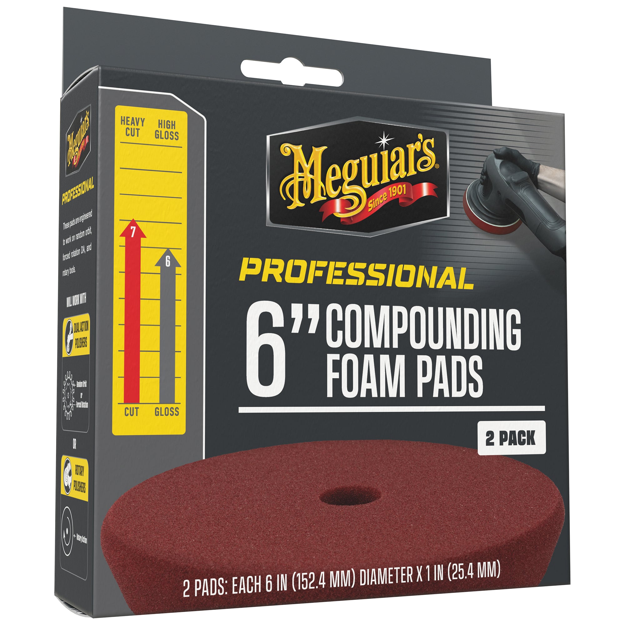 Meguiar's Professional Foam Compounding Pads, M6CFP2 - 6", Red (2 pack)