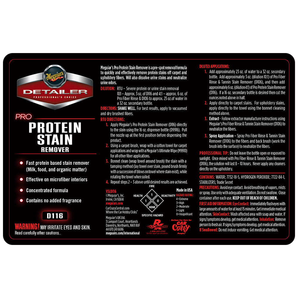 Meguiar's Secondary Label - Pro Protein Stain Remover #D116