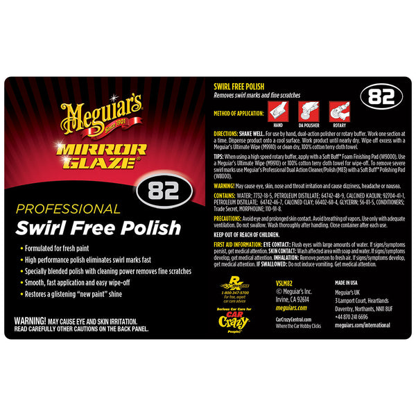 Meguiar's Bottle Label - Swirl Free Polish #82