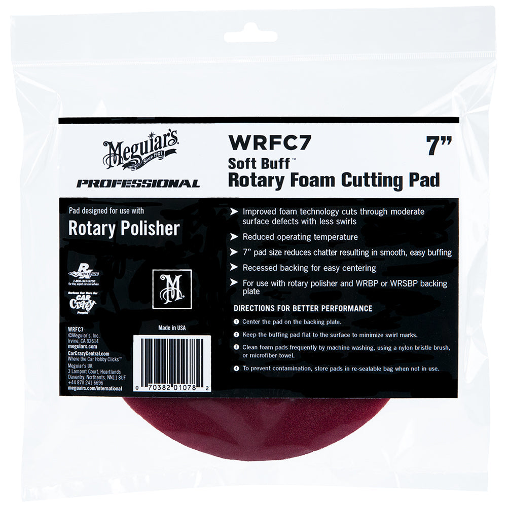 Meguiar's Soft Buff Rotary Foam Cutting Pad - 7", Red