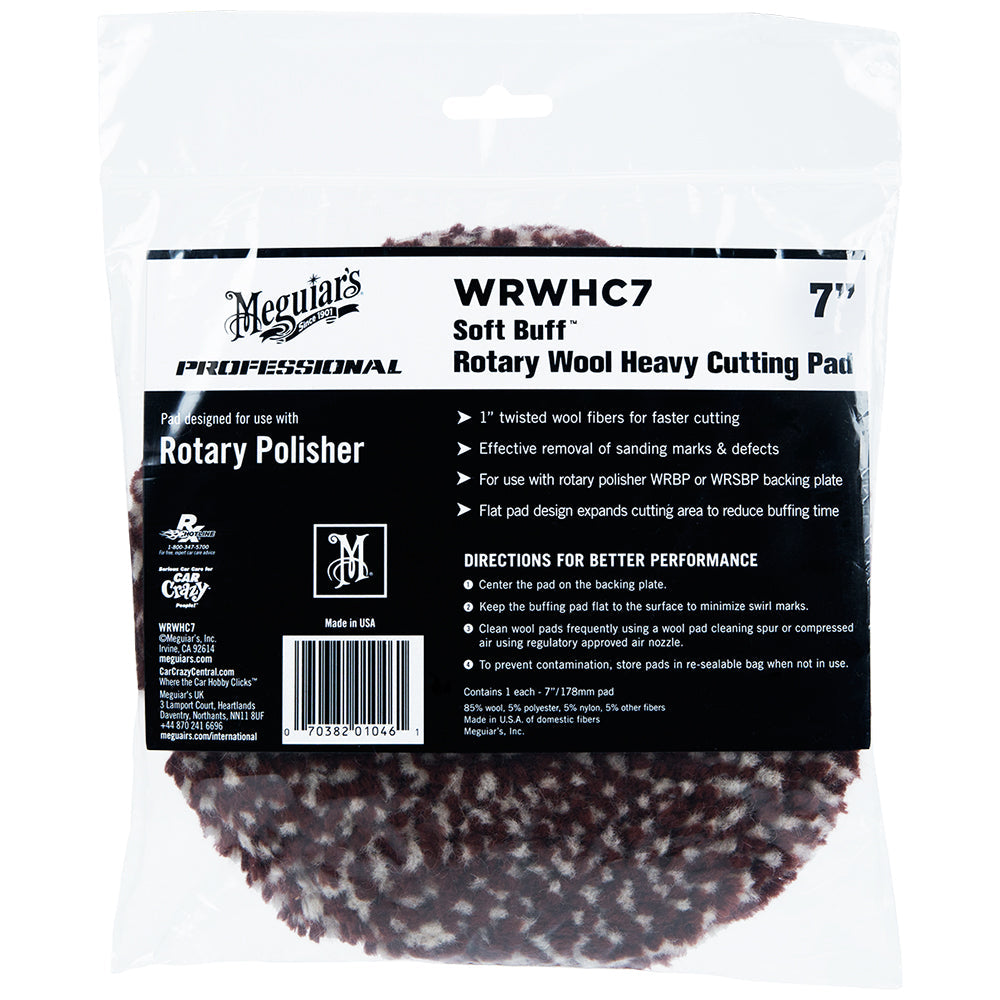 Meguiar's Soft Buff Rotary Heavy Cutting Wool Pad - 7"